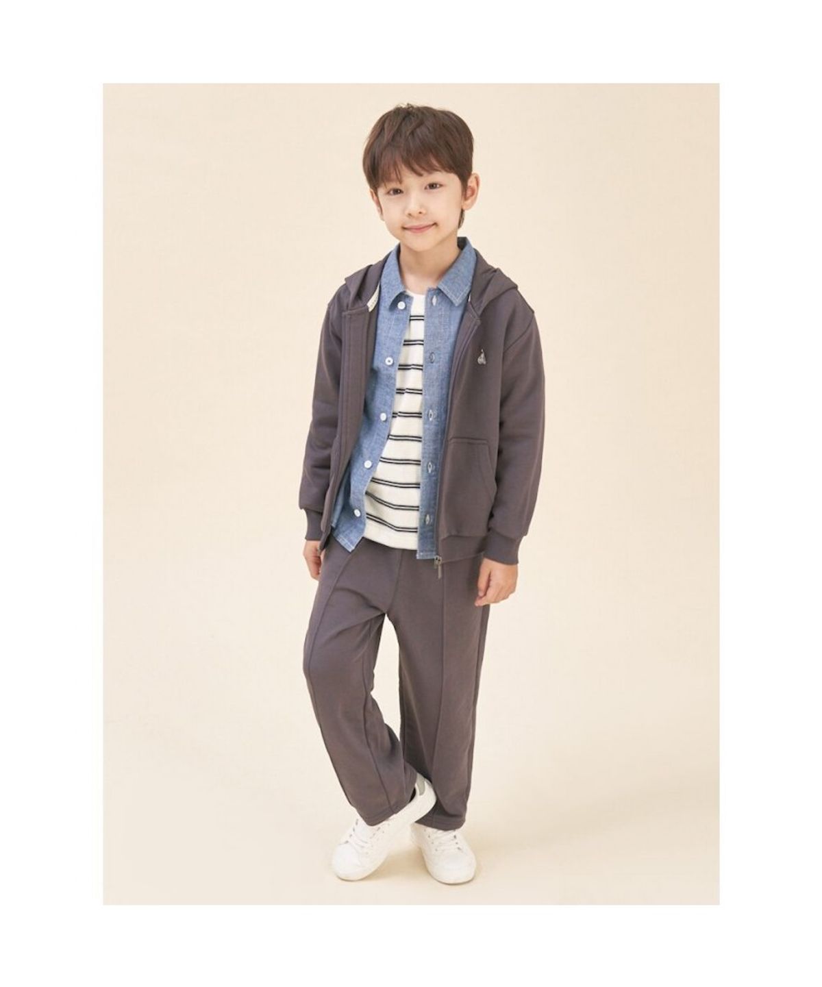 빈폴 키즈(BEANPOLE KIDS) 후드 집업 & 긴바지 2PCS 상하 세트  애쉬 (BI5841U064)