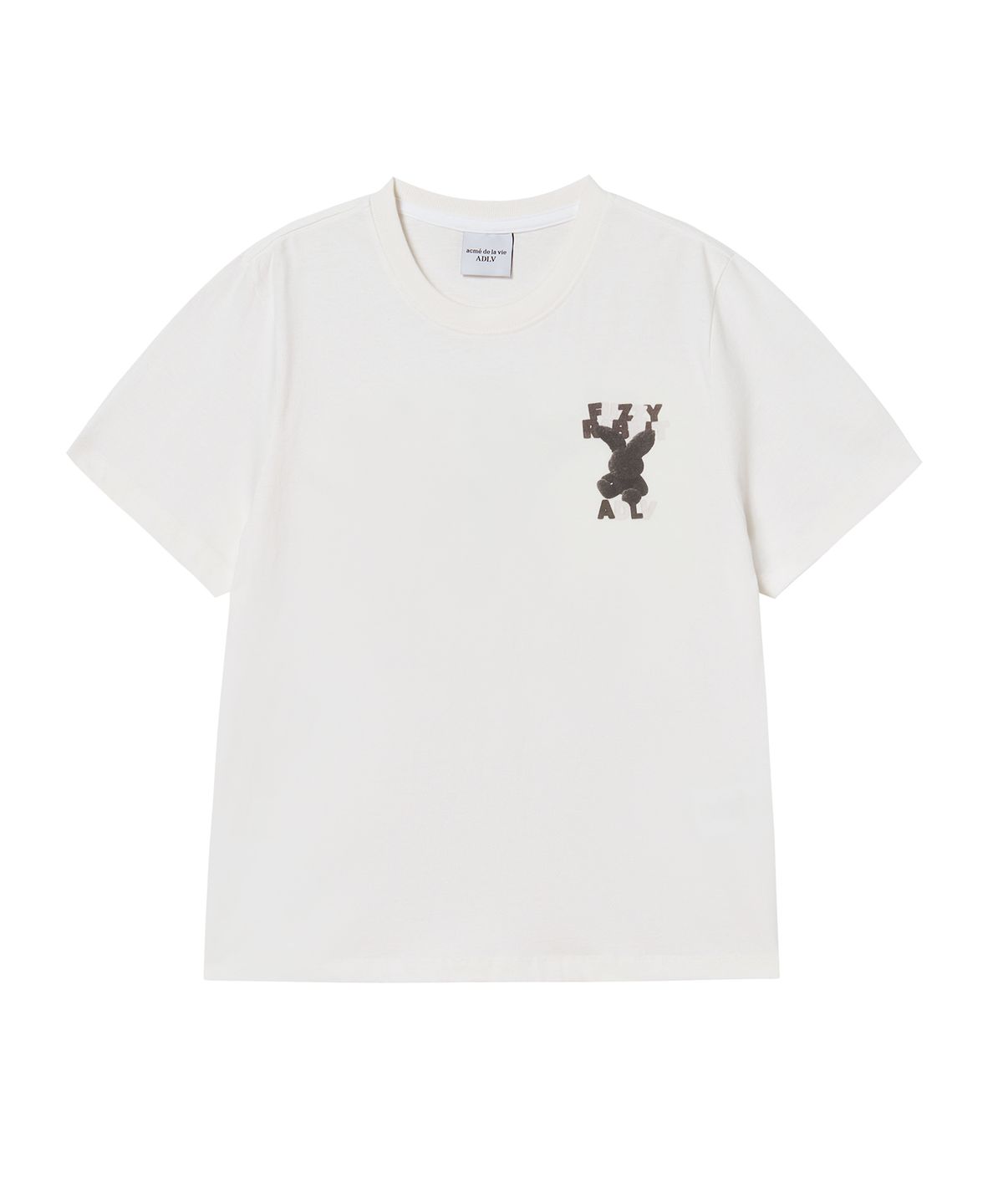 아크메드라비(ACME DE LA VIE) WOMAN FUZZY FONT RABBIT SHORT SLEEVE T-SHIRT (2 COLOR)