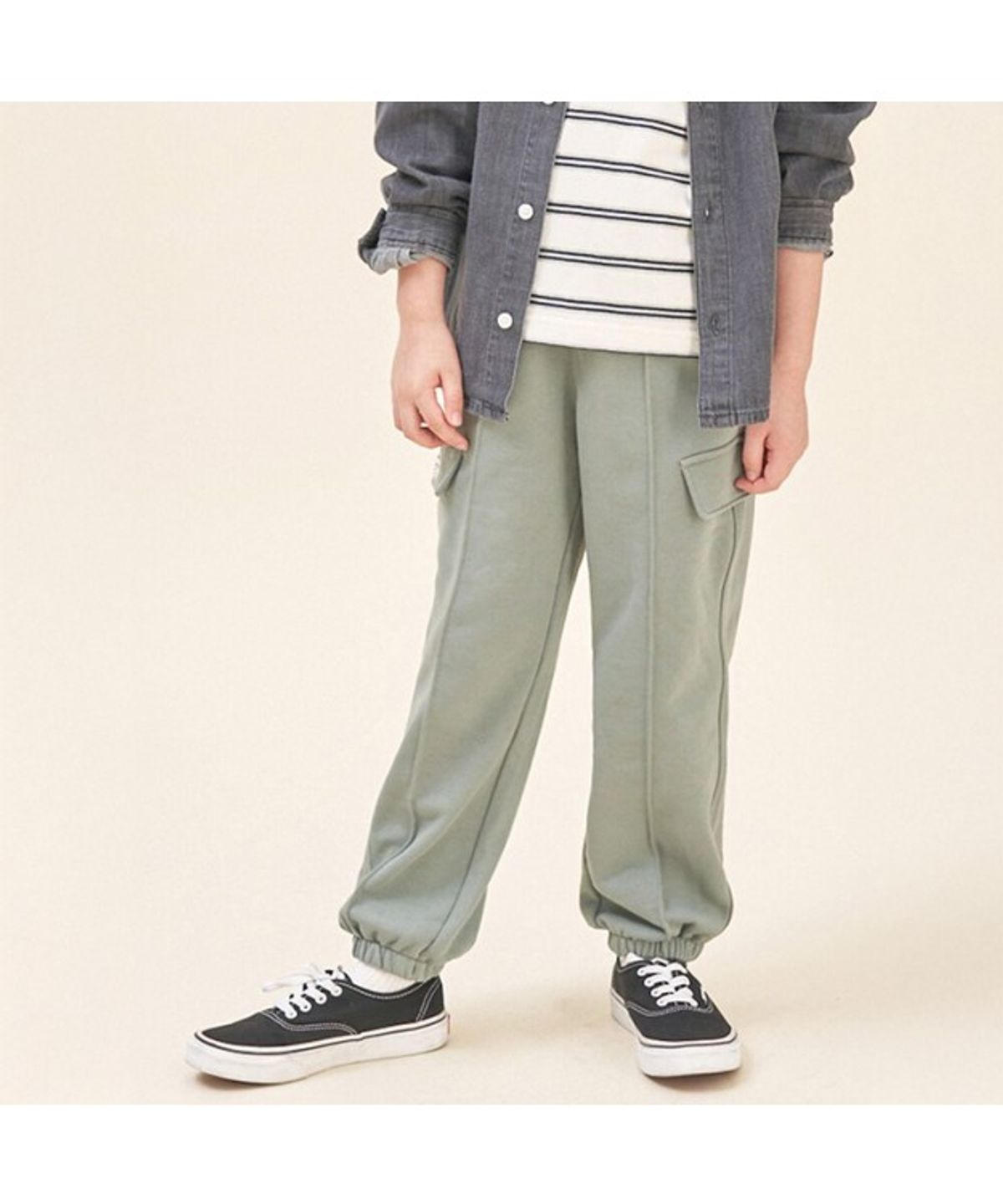 빈폴 키즈(BEANPOLE KIDS) 포켓 저지 와이드 팬츠  라이트 그린 (BI5821U06L)