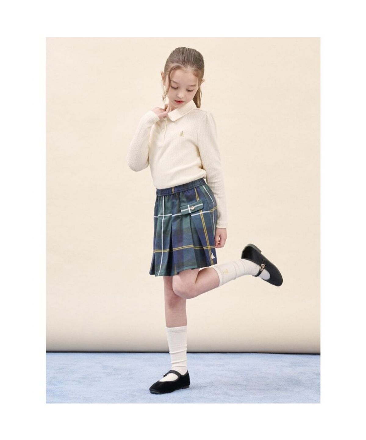 빈폴 키즈(BEANPOLE KIDS) 체크 플리츠 스커트  그린 (BI5827G06M)