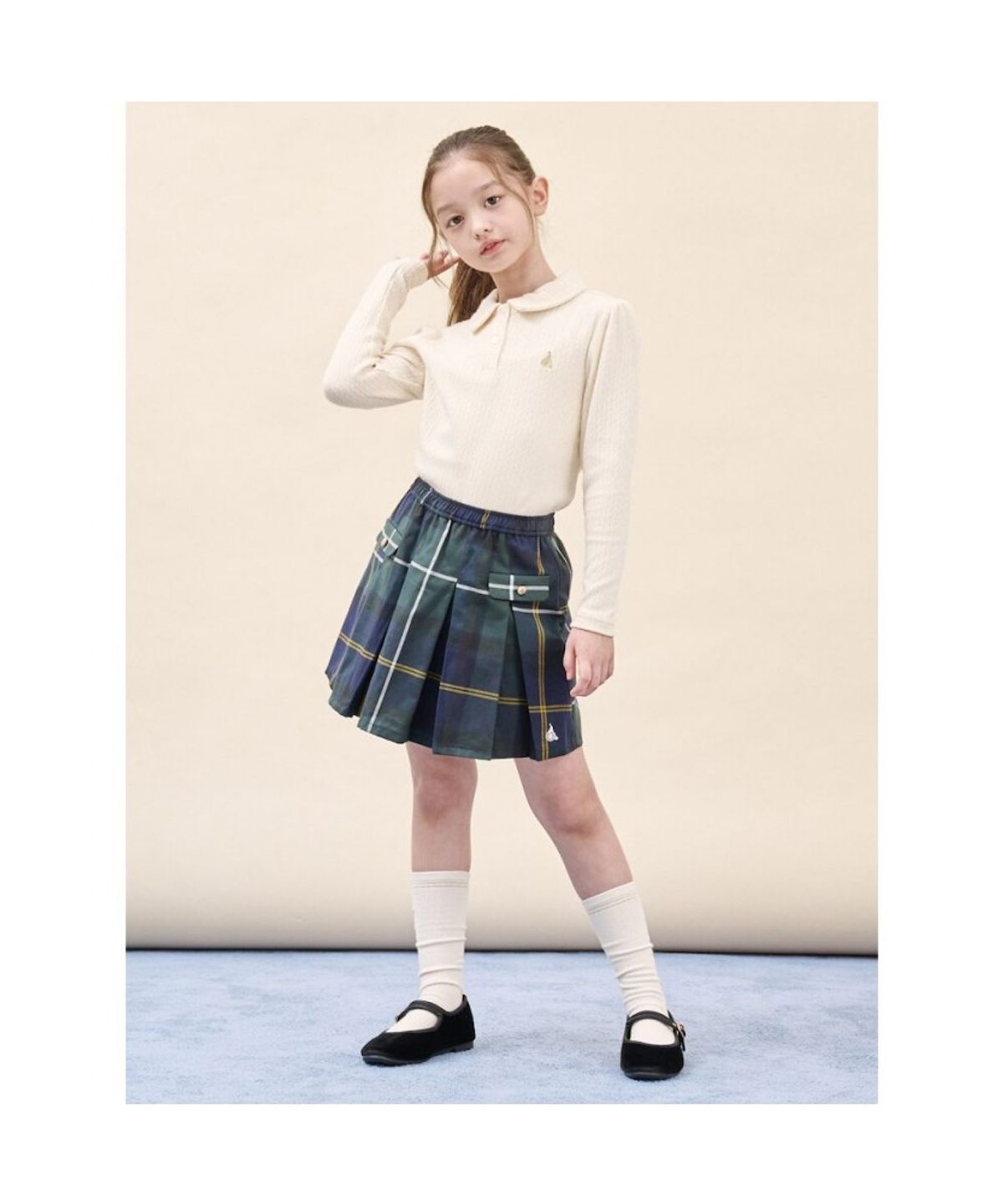 빈폴 키즈(BEANPOLE KIDS) 체크 플리츠 스커트  그린 (BI5827G06M)