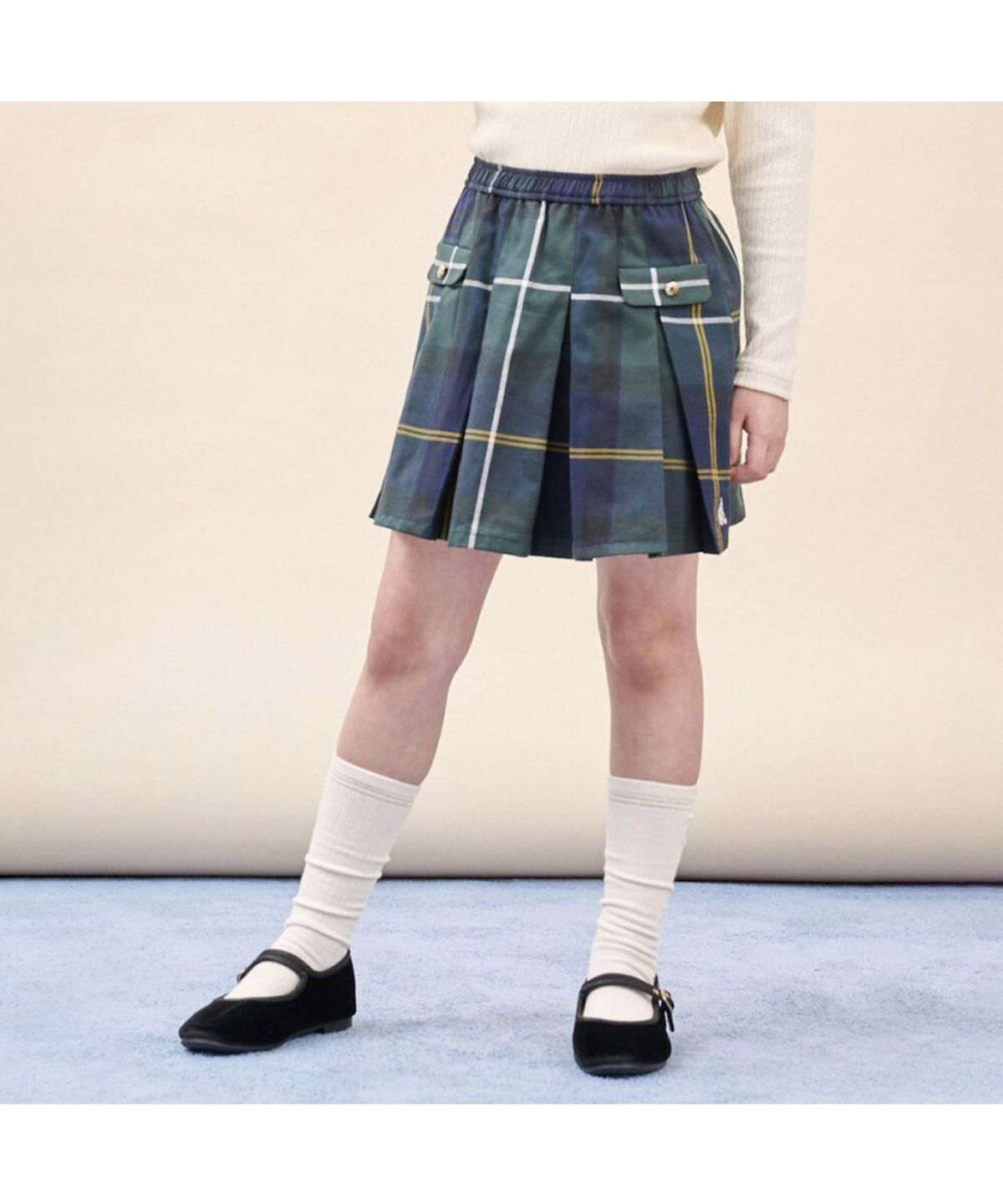 빈폴 키즈(BEANPOLE KIDS) 체크 플리츠 스커트  그린 (BI5827G06M)