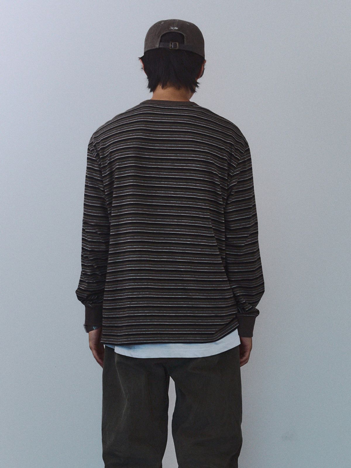 기준 맨(KIJUN MEN) Fresh Border Long Sleeve Tee Brown
