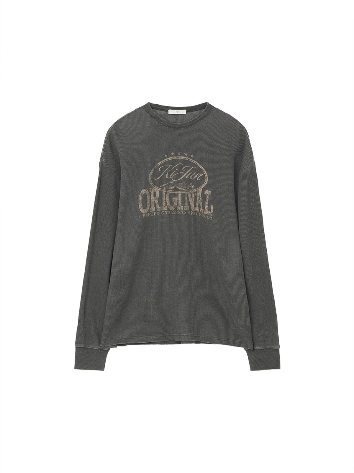 기준 맨(KIJUN MEN) Original Logo Waffle Long Sleeve Tee Charcoal