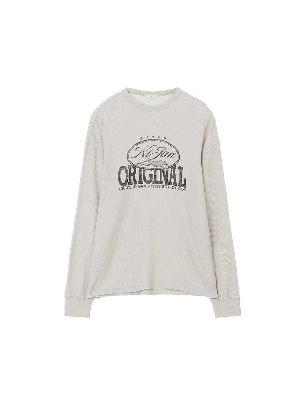기준 맨(KIJUN MEN) Original Logo Waffle Long Sleeve Tee Light Grey