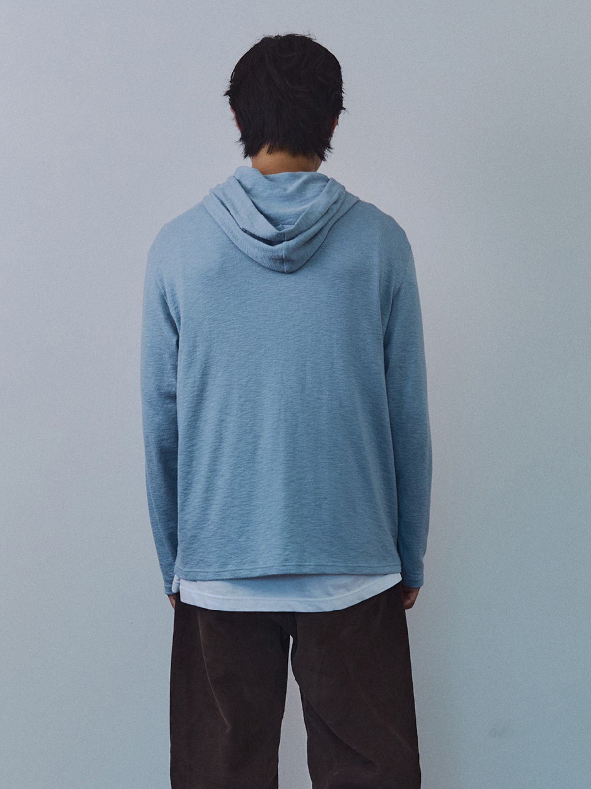 기준 맨(KIJUN MEN) Snug Knit Hood Tee Dusty Blue