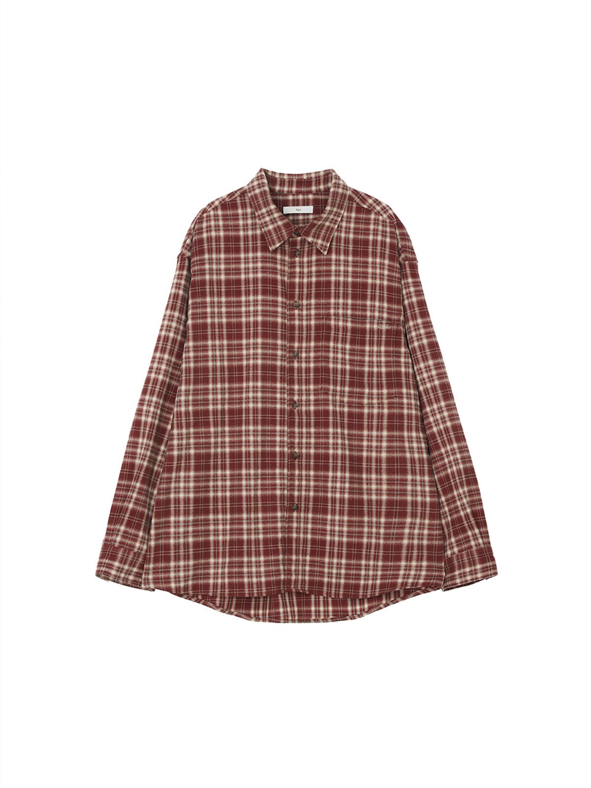 기준 맨(KIJUN MEN) Rustic Flannel Check Shirt Red Brown