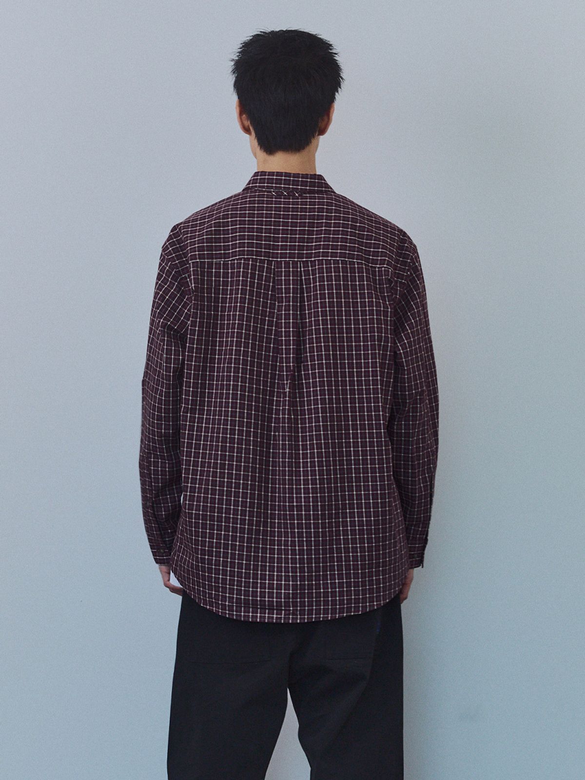 기준 맨(KIJUN MEN) Ivy Classic Check Shirt Burgundy