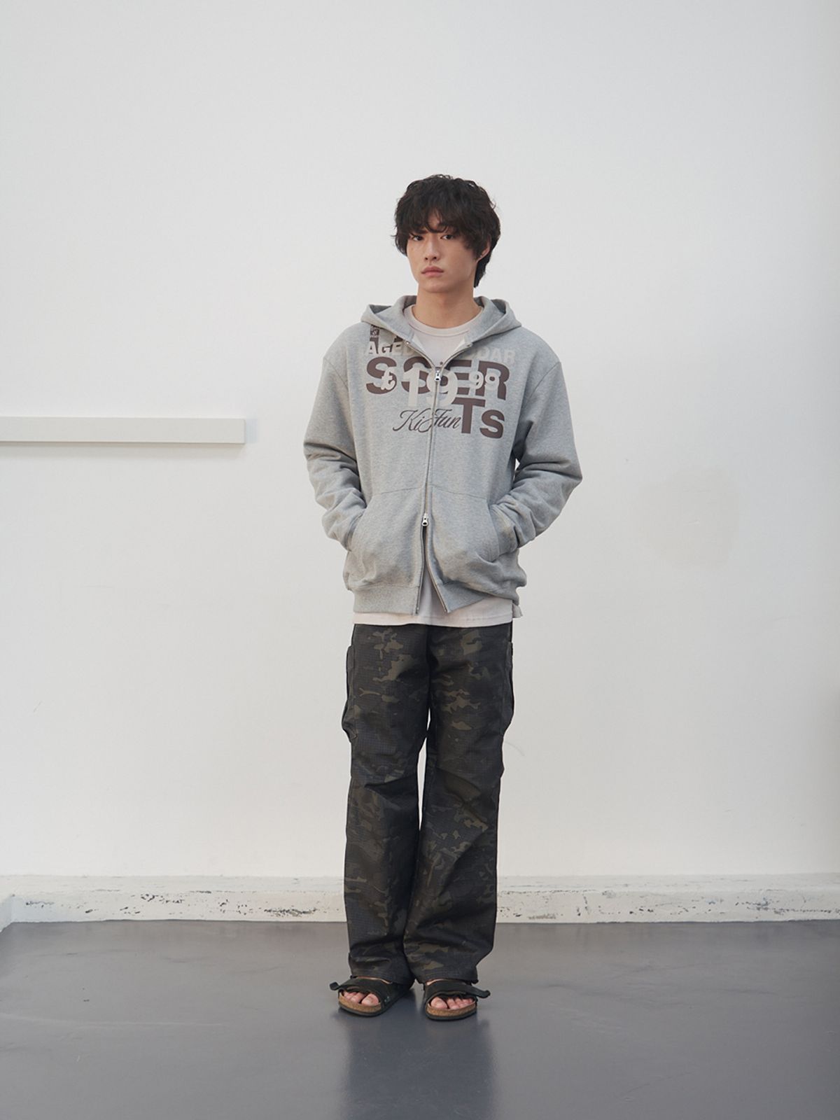 기준 맨(KIJUN MEN) Grocery Hoodie Zip-up Melange Grey