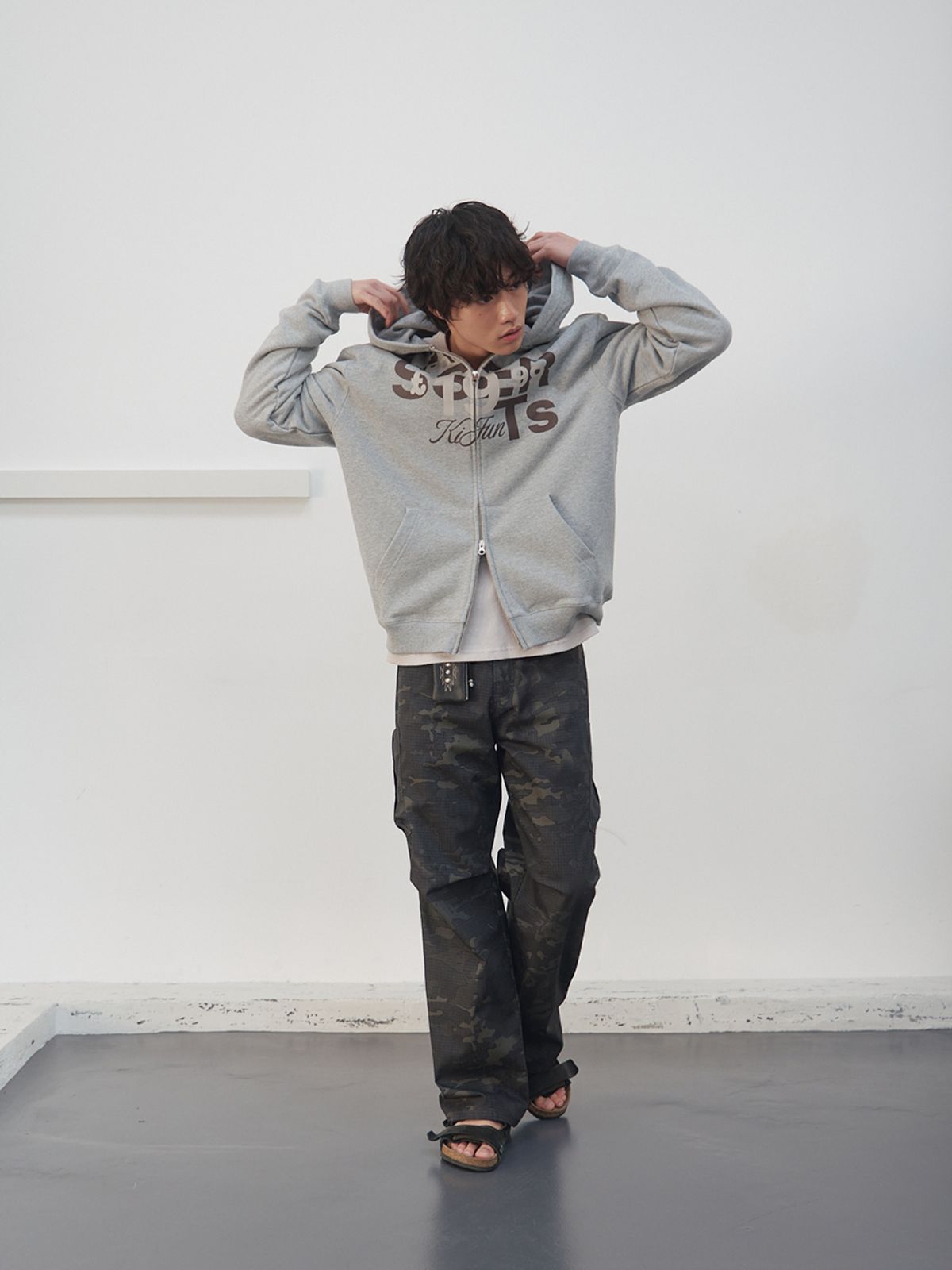 기준 맨(KIJUN MEN) Grocery Hoodie Zip-up Melange Grey