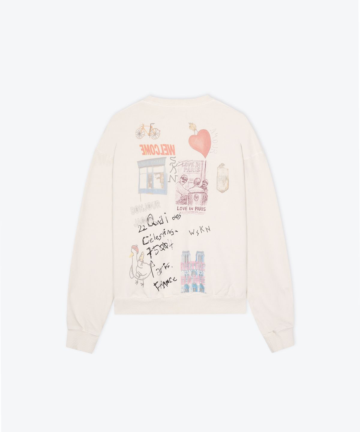 웨스켄(WESKEN) [UNISEX] OVERSIZED LIFE IN PARIS SWEAT SHIRT (OATMEAL)