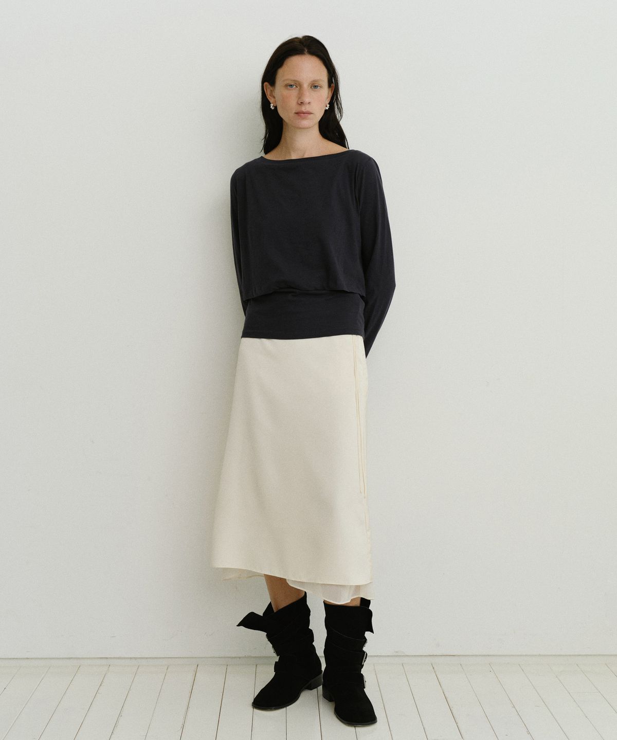 유라고(URAGO) Layered boatneck t-shirt
