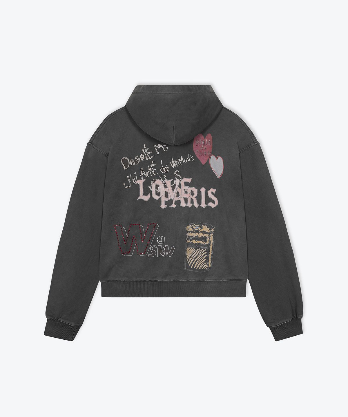 웨스켄(WESKEN) [UNISEX] OVERSIZED MIDNIGHT IN PARIS HOODIE (CHARCOAL)