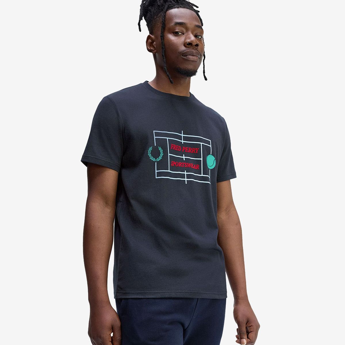 프레드페리(FRED PERRY) [Sport] 테니스 코트 그래픽 티셔츠 - 네이비 AFPM2531311-608