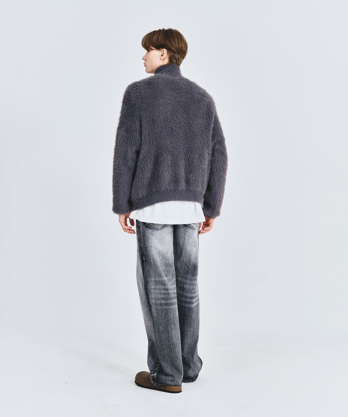 딥센스(DEEP SENSE) 슬라브 워싱 와이드 데님 D303 - 블랙