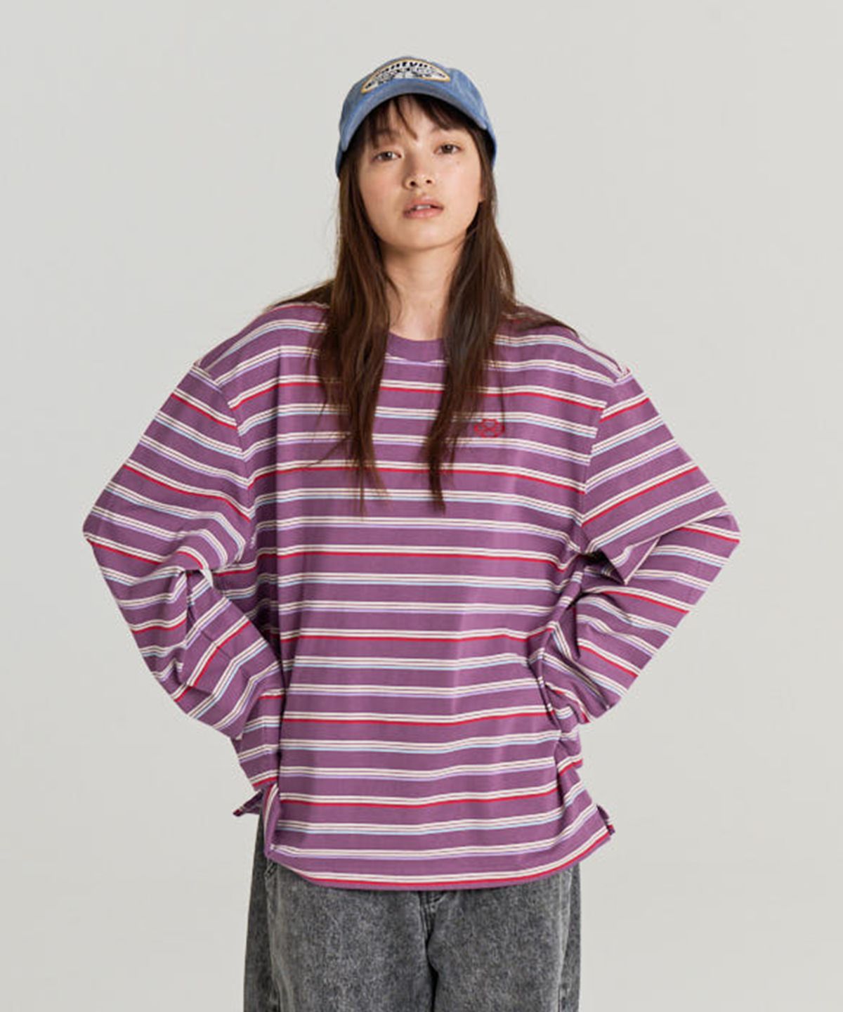 논타입(NONTYPE) VTG STRIPE LONG SLEEVE (PURPLE)