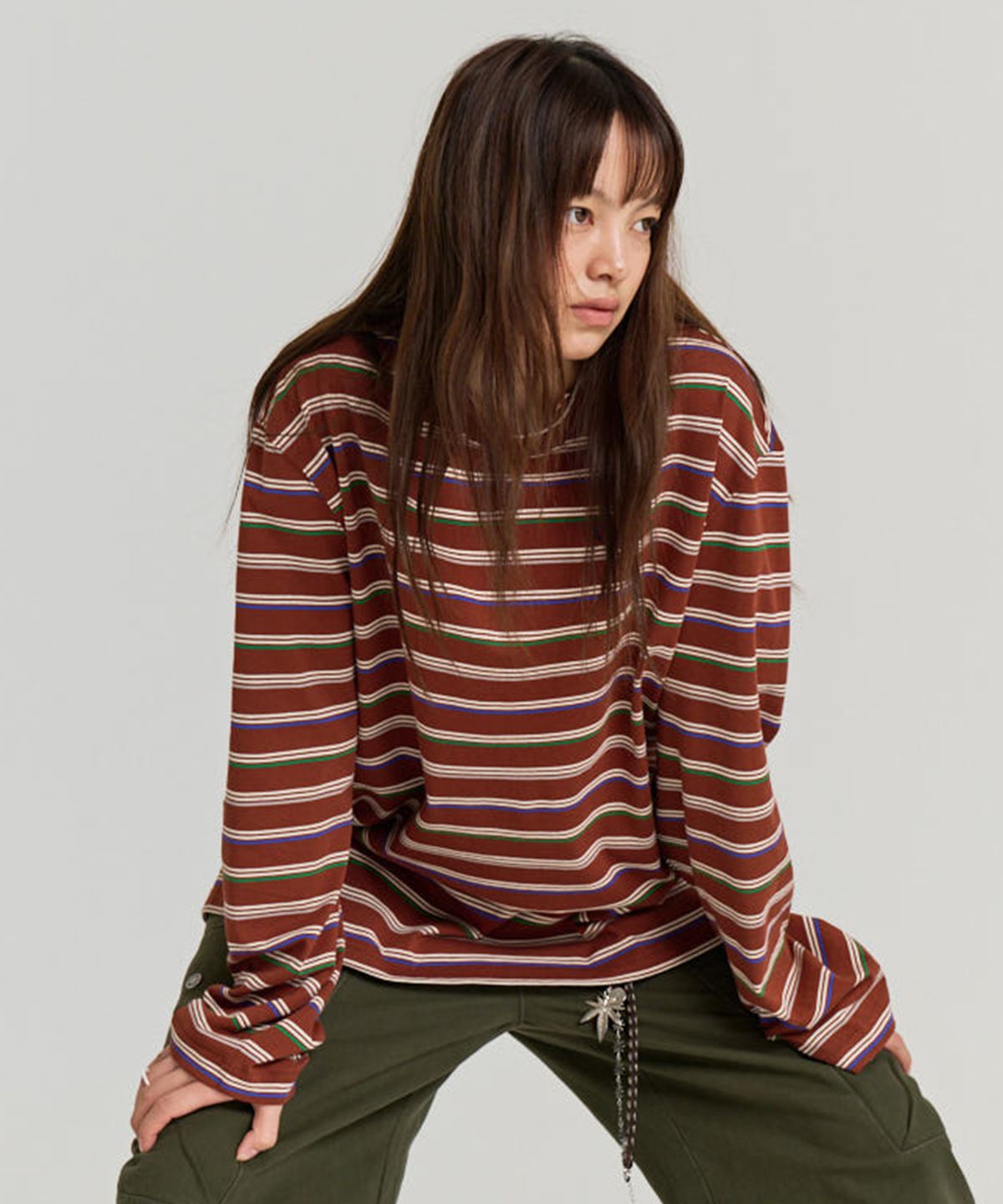 논타입(NONTYPE) VTG STRIPE LONG SLEEVE (BROWN)