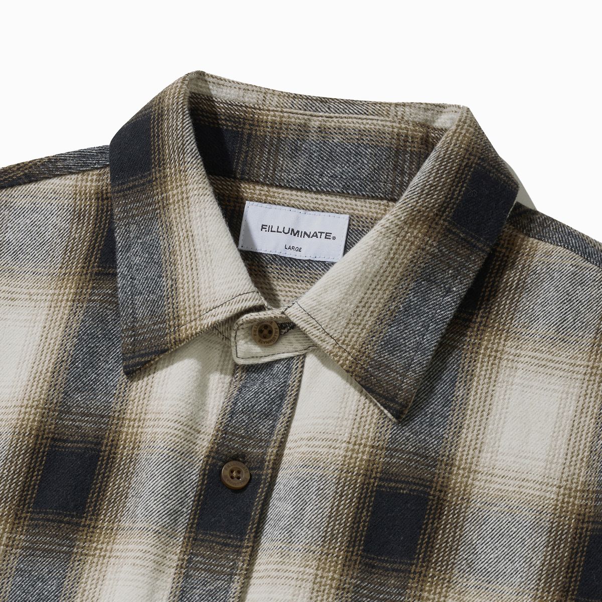 필루미네이트(FILLUMINATE) 페이드 체크 셔츠-브라운