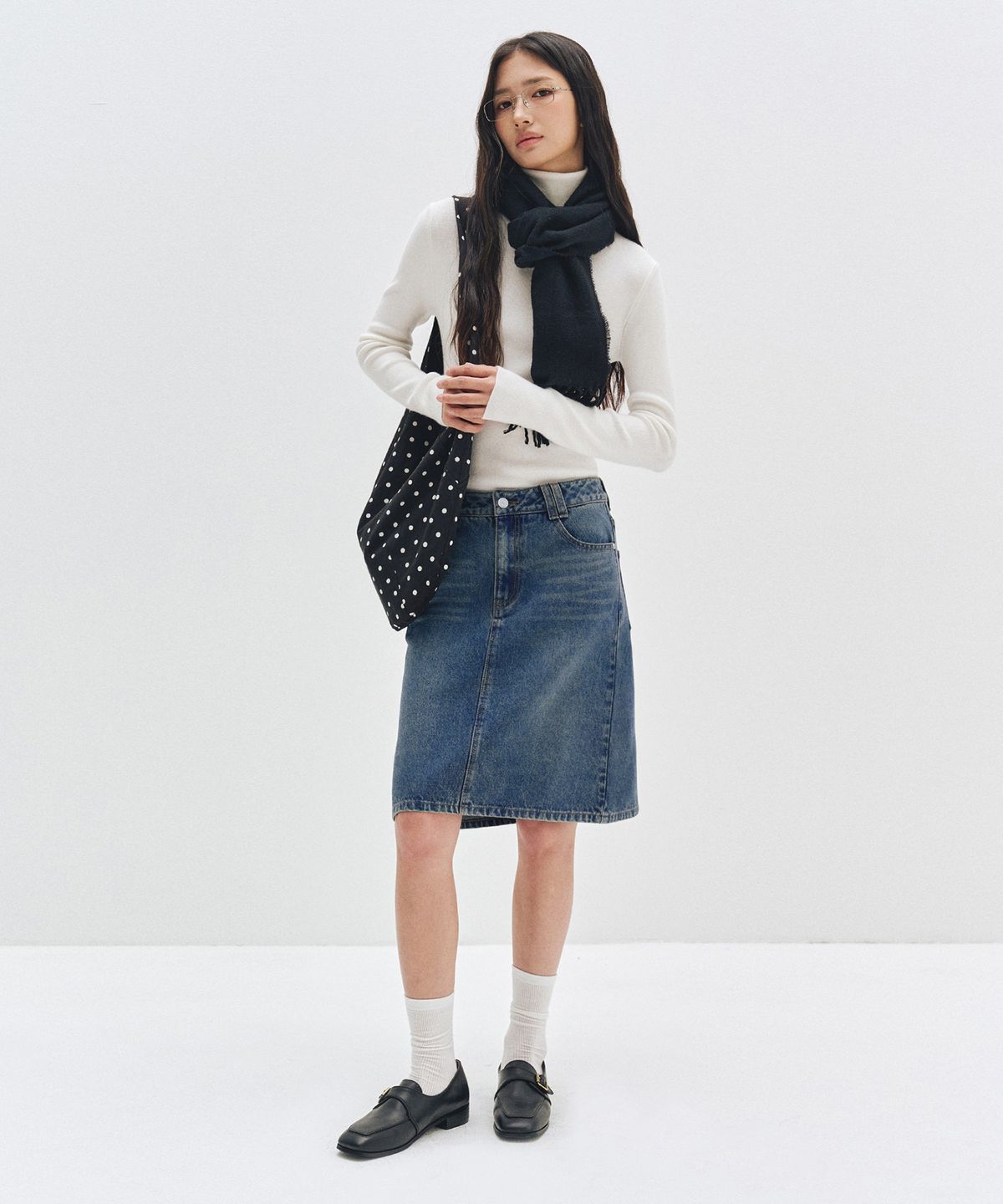 데케트 우먼(DECET WOMEN) Signature Midi Skirt DCSK002BLUE
