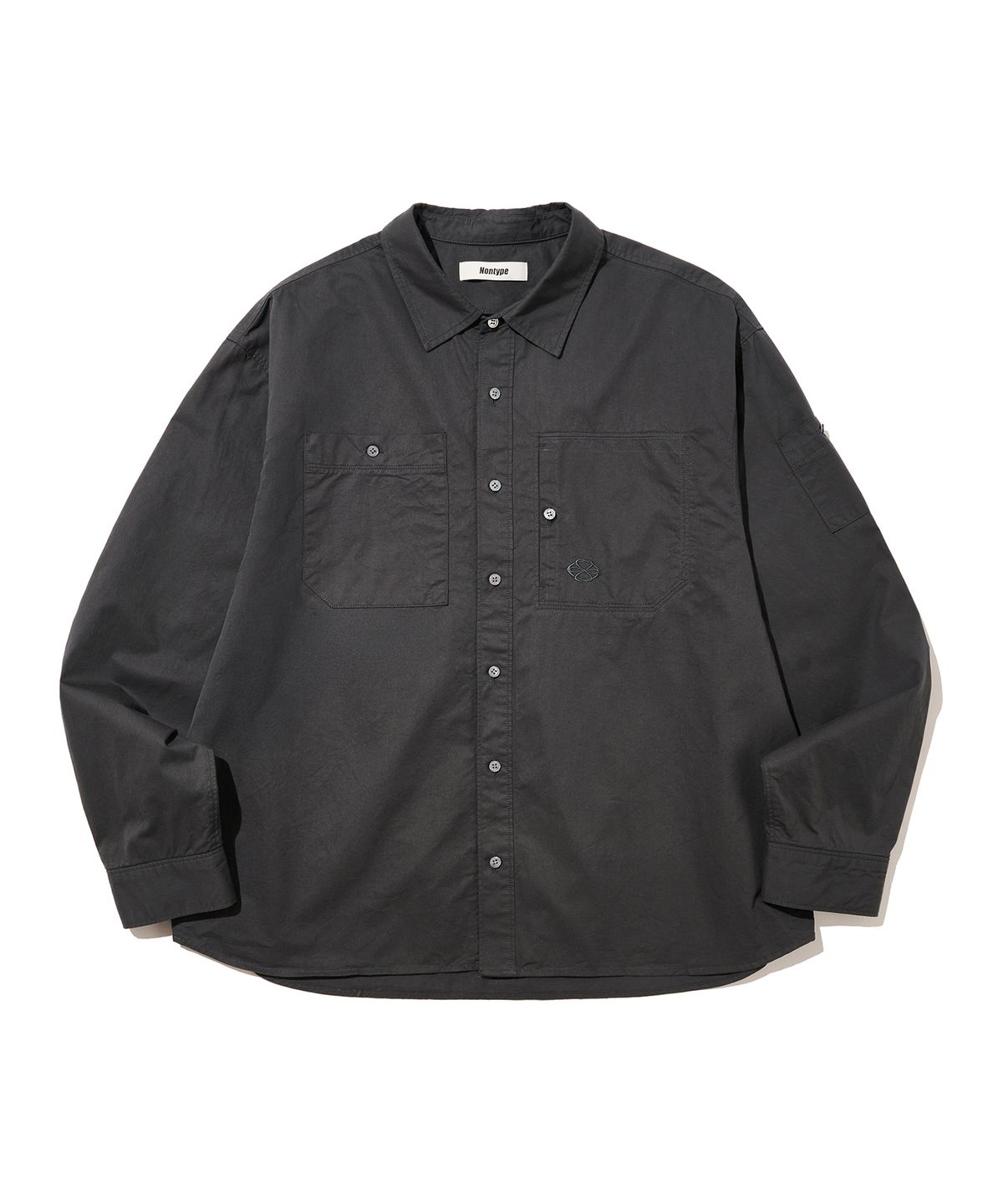 논타입(NONTYPE) OTHER SEMI CROP COMFY SHIRTS (CHARCOAL)