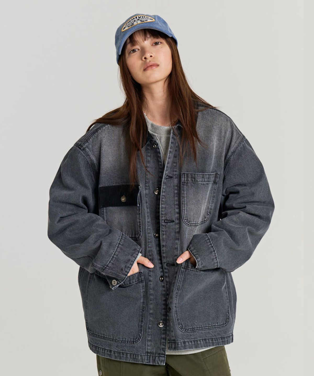 논타입(NONTYPE) WASHED DENIM WORK JACKET (WASHED BLACK)