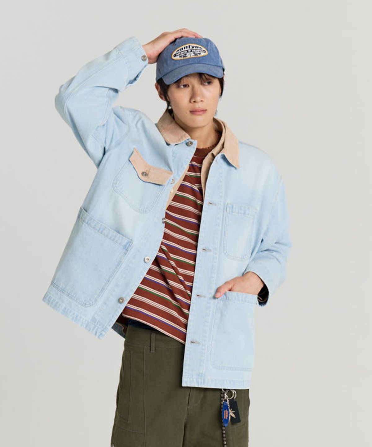 논타입(NONTYPE) WASHED DENIM WORK JACKET (WASHED BLUE)