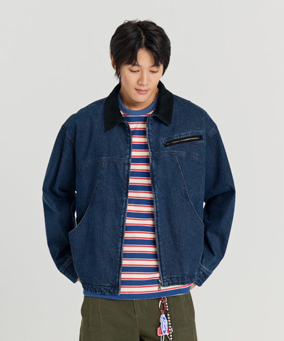 논타입(NONTYPE) CURVED POCKET DENIM TRUCKER (INDIGO BLUE)