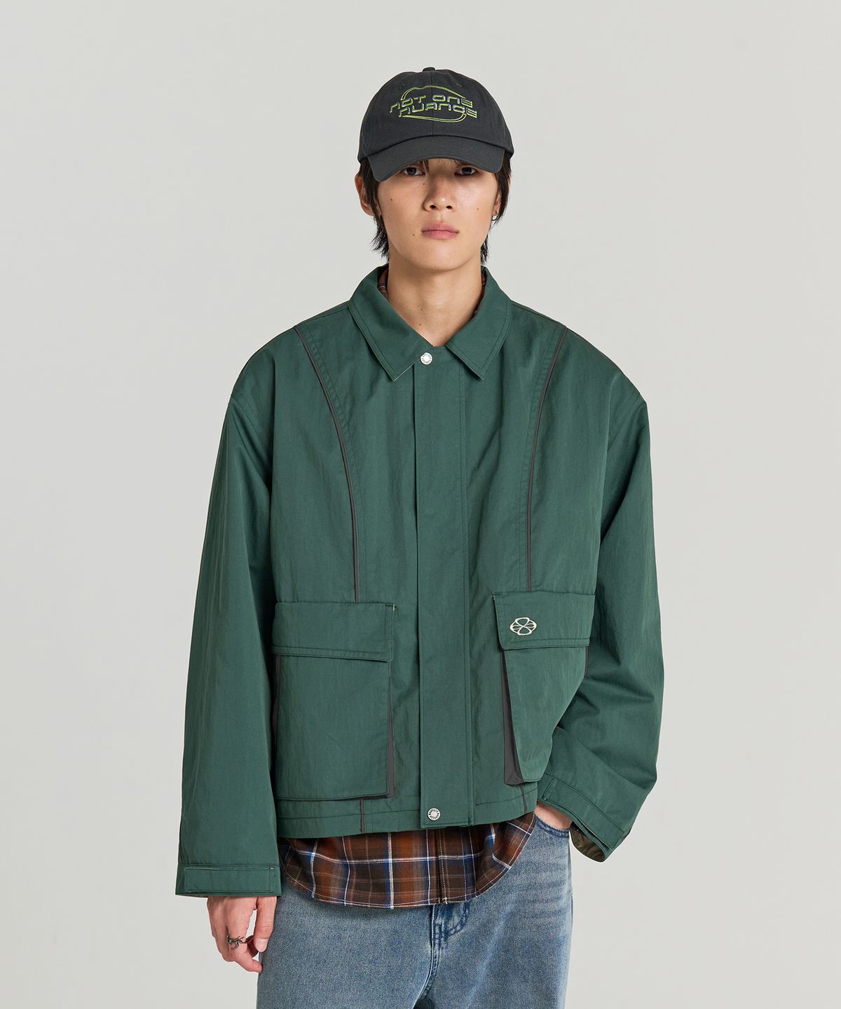 논타입(NONTYPE) CURVED INCISION JUMPER (FOREST GREEN)