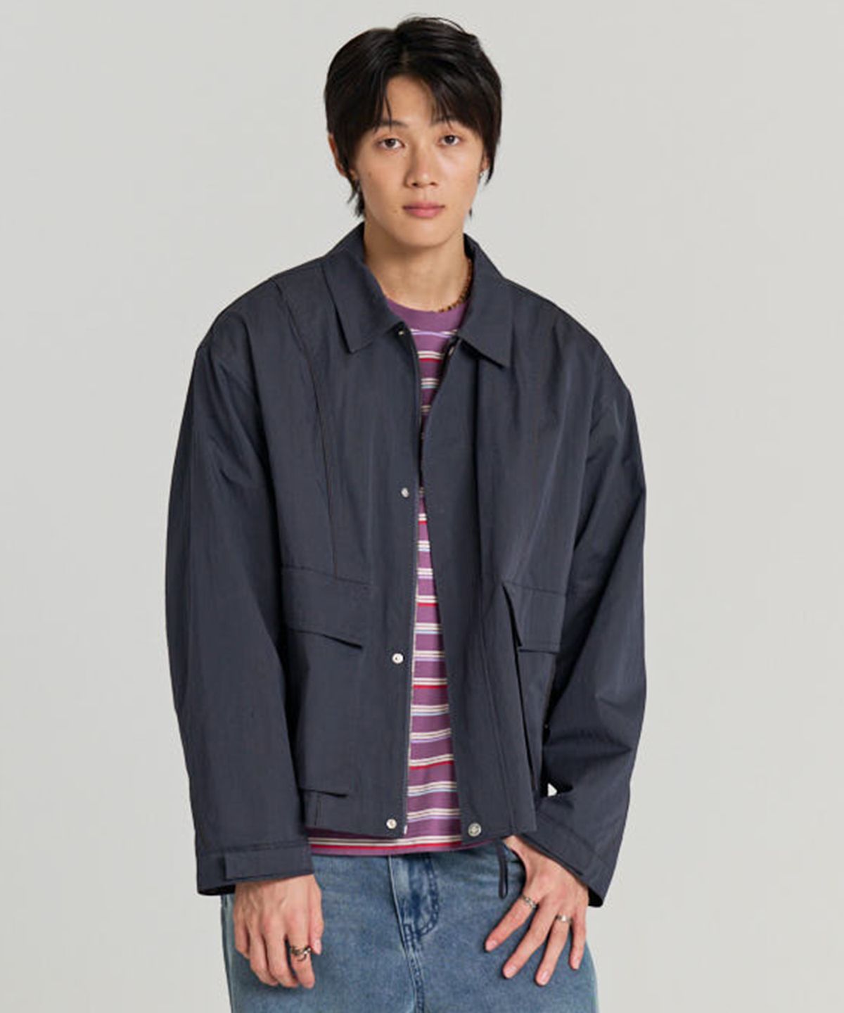 논타입(NONTYPE) CURVED INCISION JUMPER (DARK NAVY)