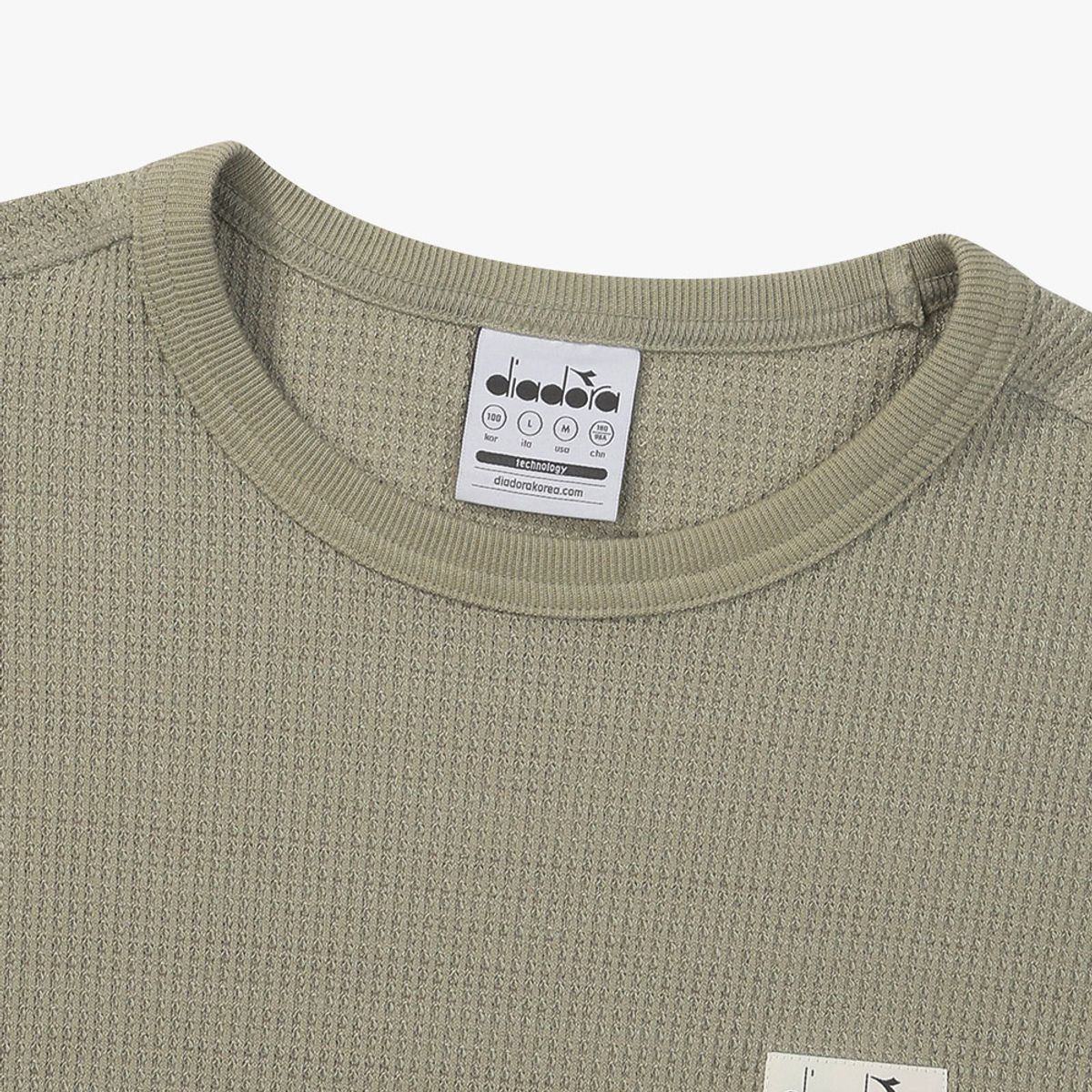 디아도라(diadora) 와플 긴팔 티셔츠 KHAKI