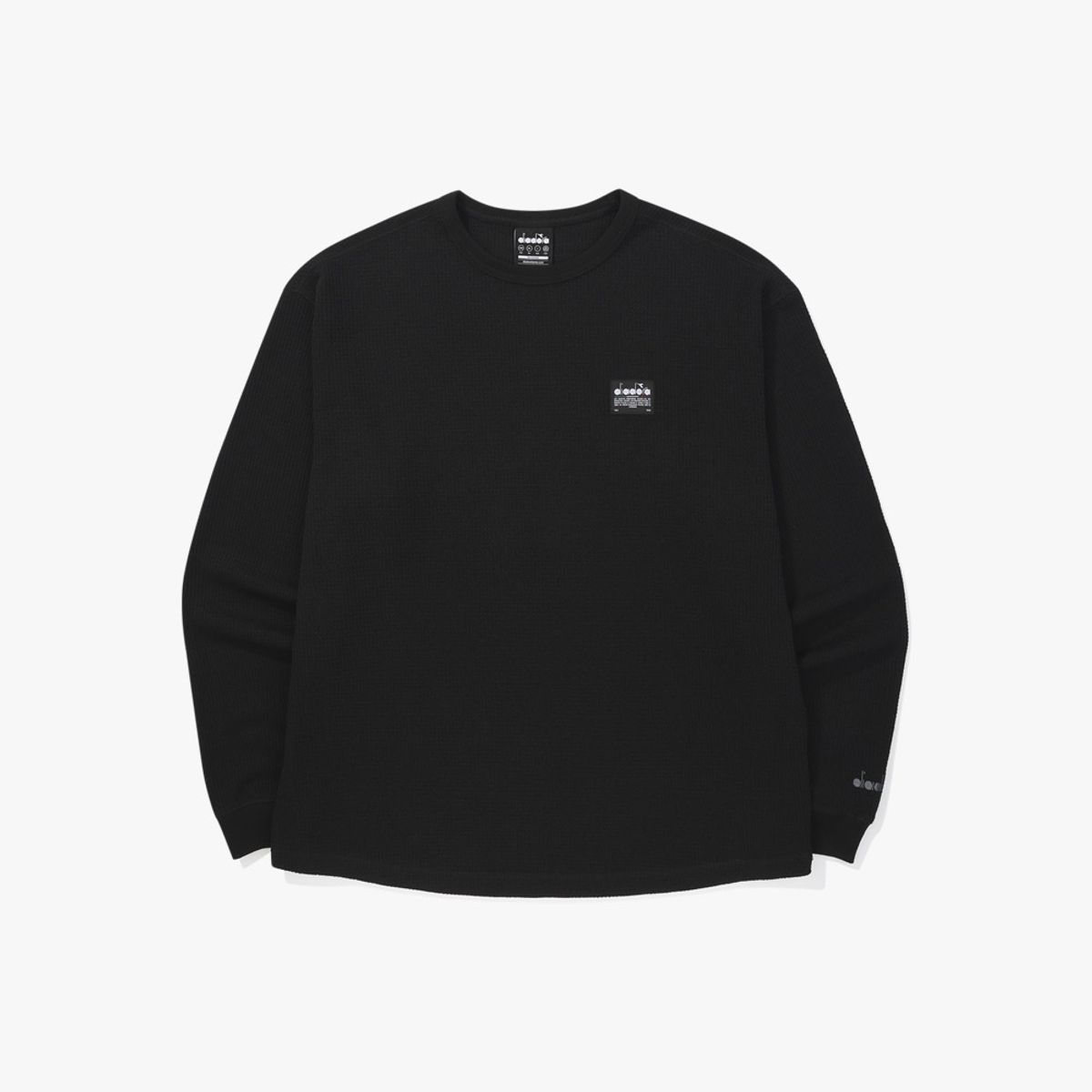 디아도라(diadora) 와플 긴팔 티셔츠 BLACK