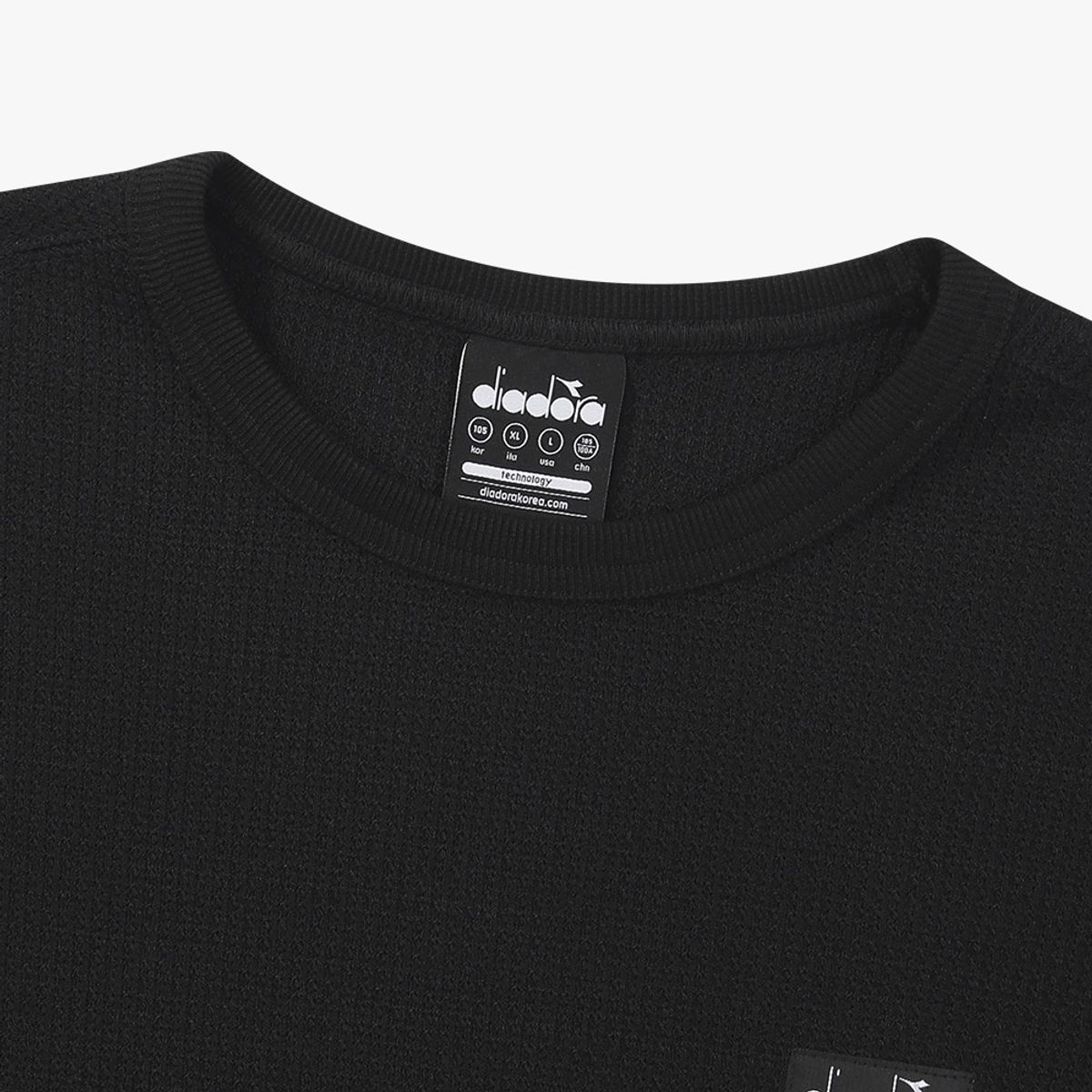 디아도라(diadora) 와플 긴팔 티셔츠 BLACK