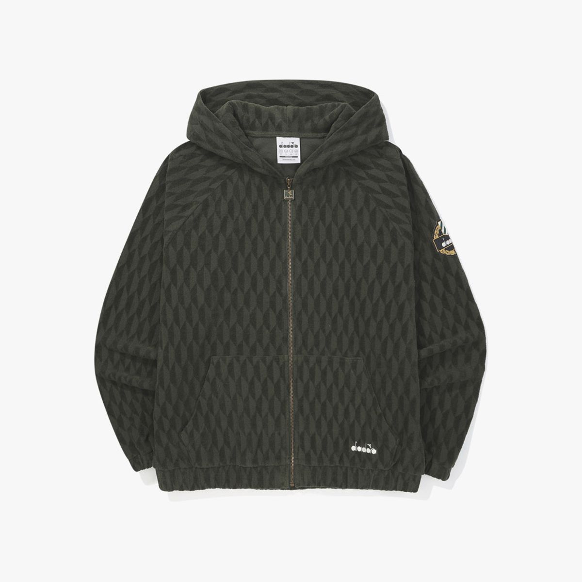 디아도라(diadora) 테리 자카드 후드집업 자켓 KHAKI