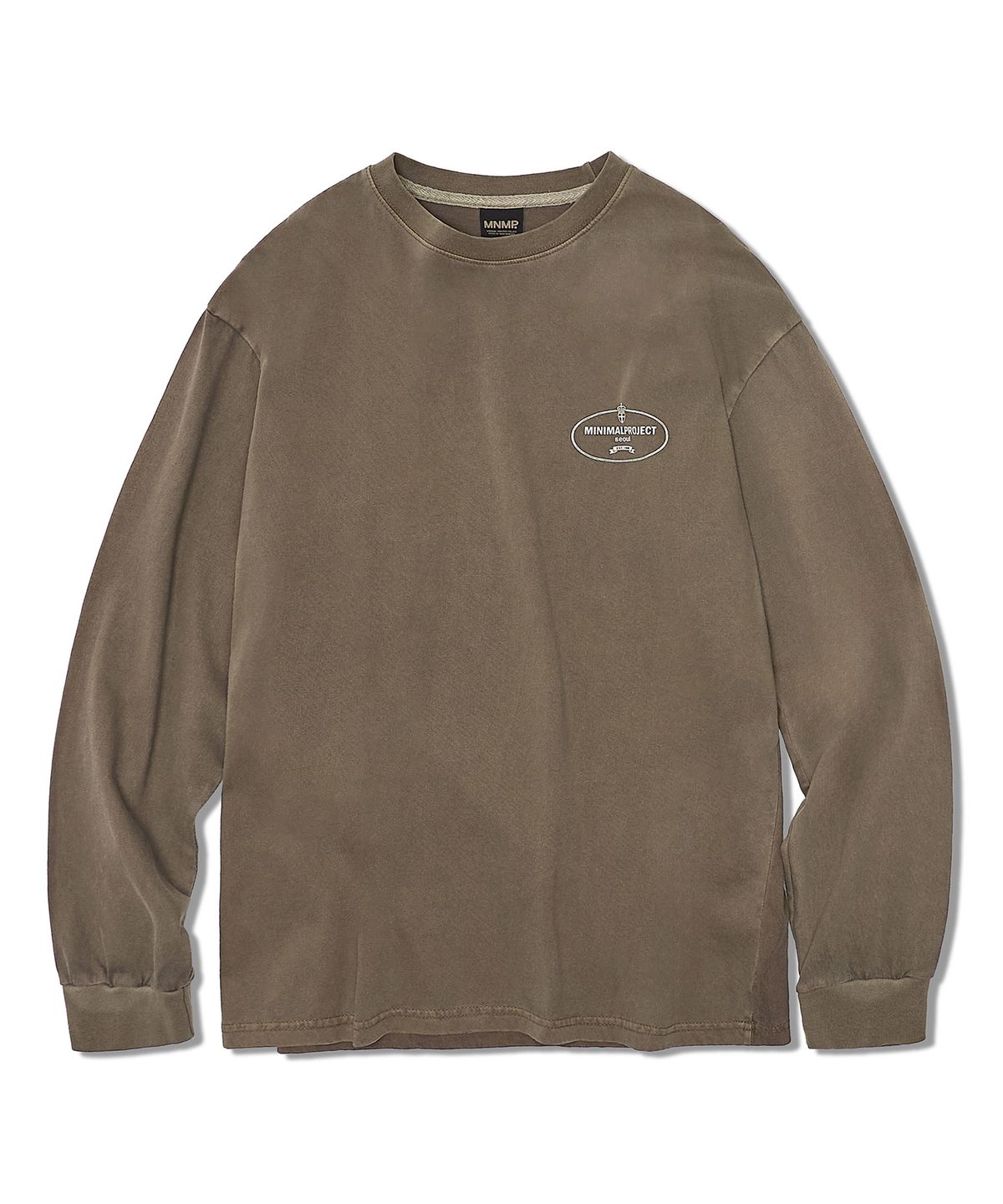 미니멀프로젝트(MINIMALPROJECT) 웨어러블 피그먼트 오버핏 롱 슬리브 티셔츠 MLT116 [BROWN]