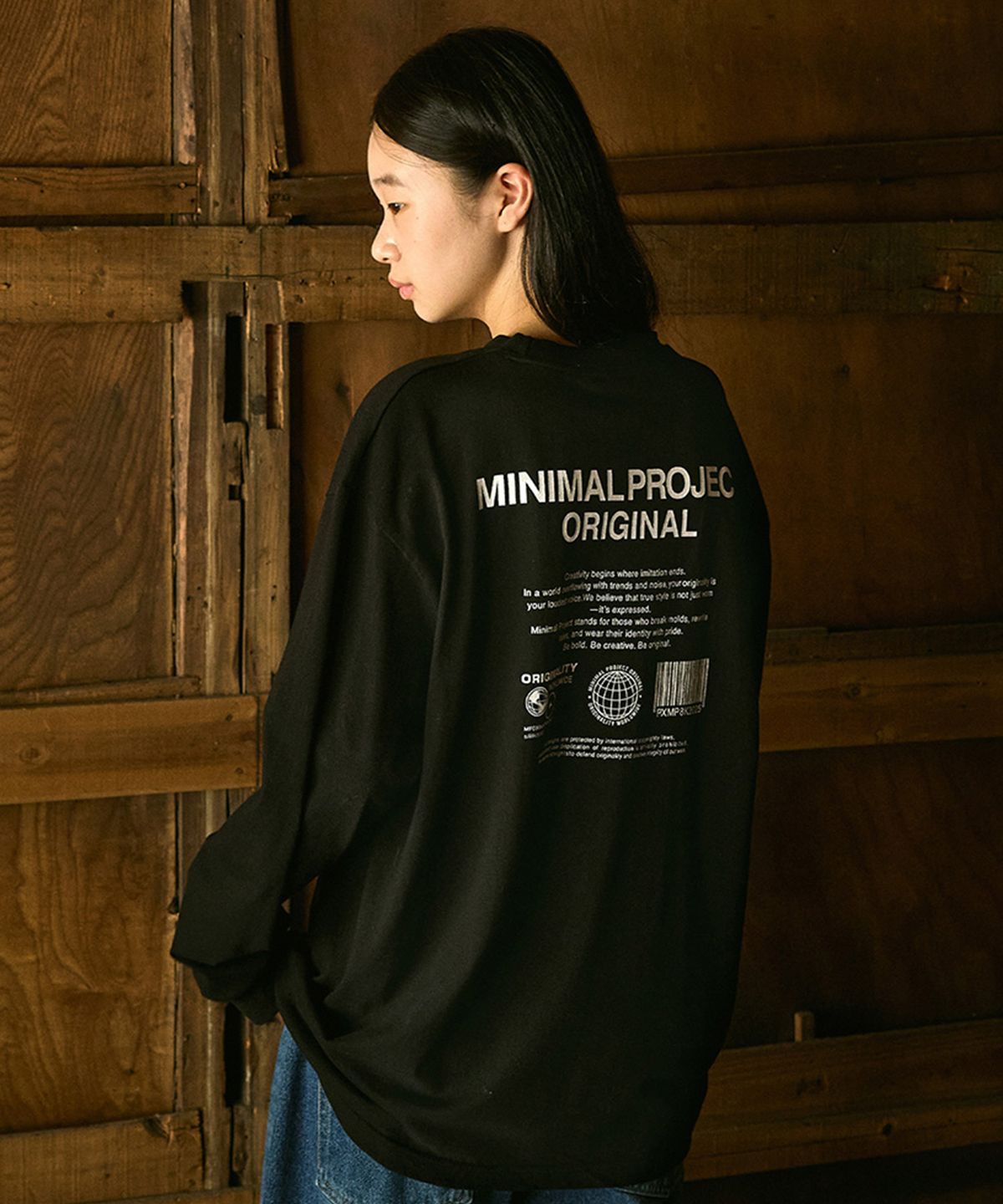 미니멀프로젝트(MINIMALPROJECT) 페이즈 오버핏 롱 슬리브 티셔츠 MLT119 [BLACK]