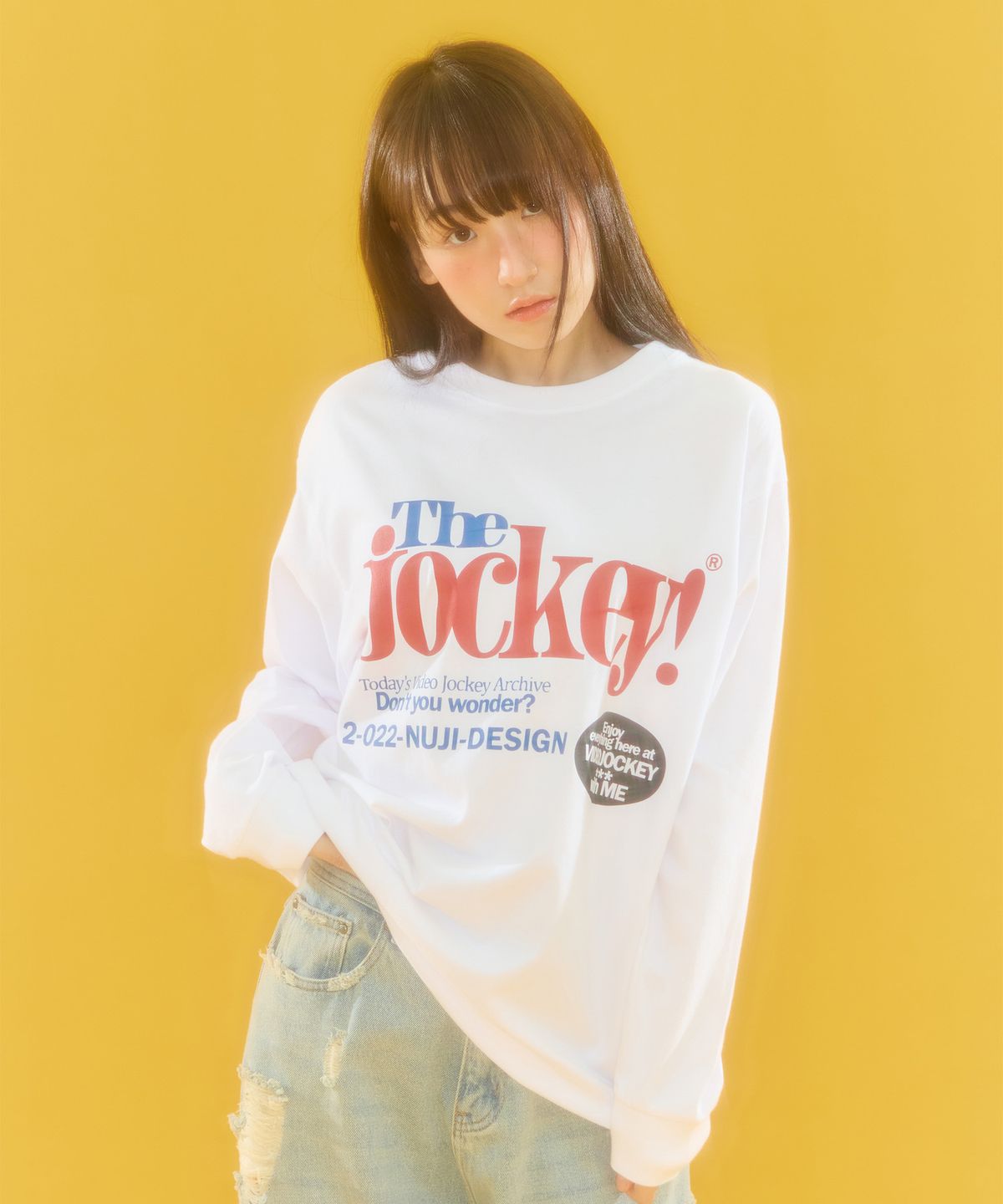 비디오자키(VIDEO JOCKEY) 비디오 마켓 LS 티셔츠 [화이트]