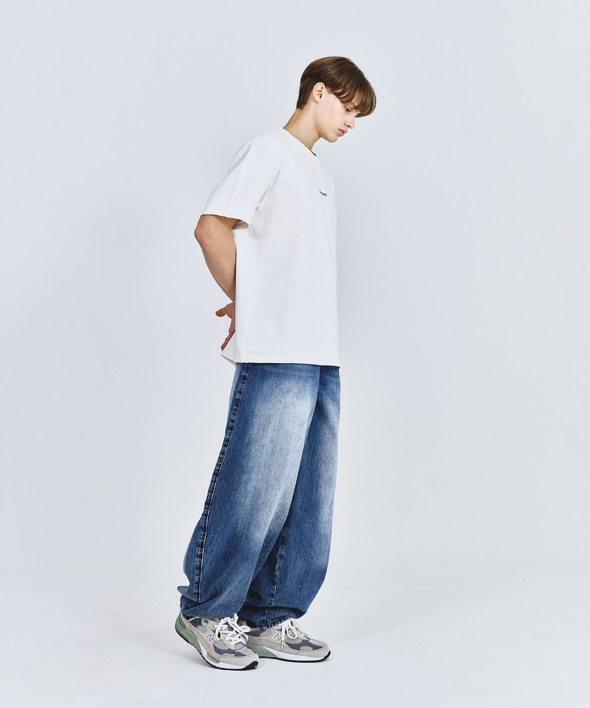 딥센스(DEEP SENSE) 슬라브 워싱 벌룬 와이드 데님 D608 - 블루