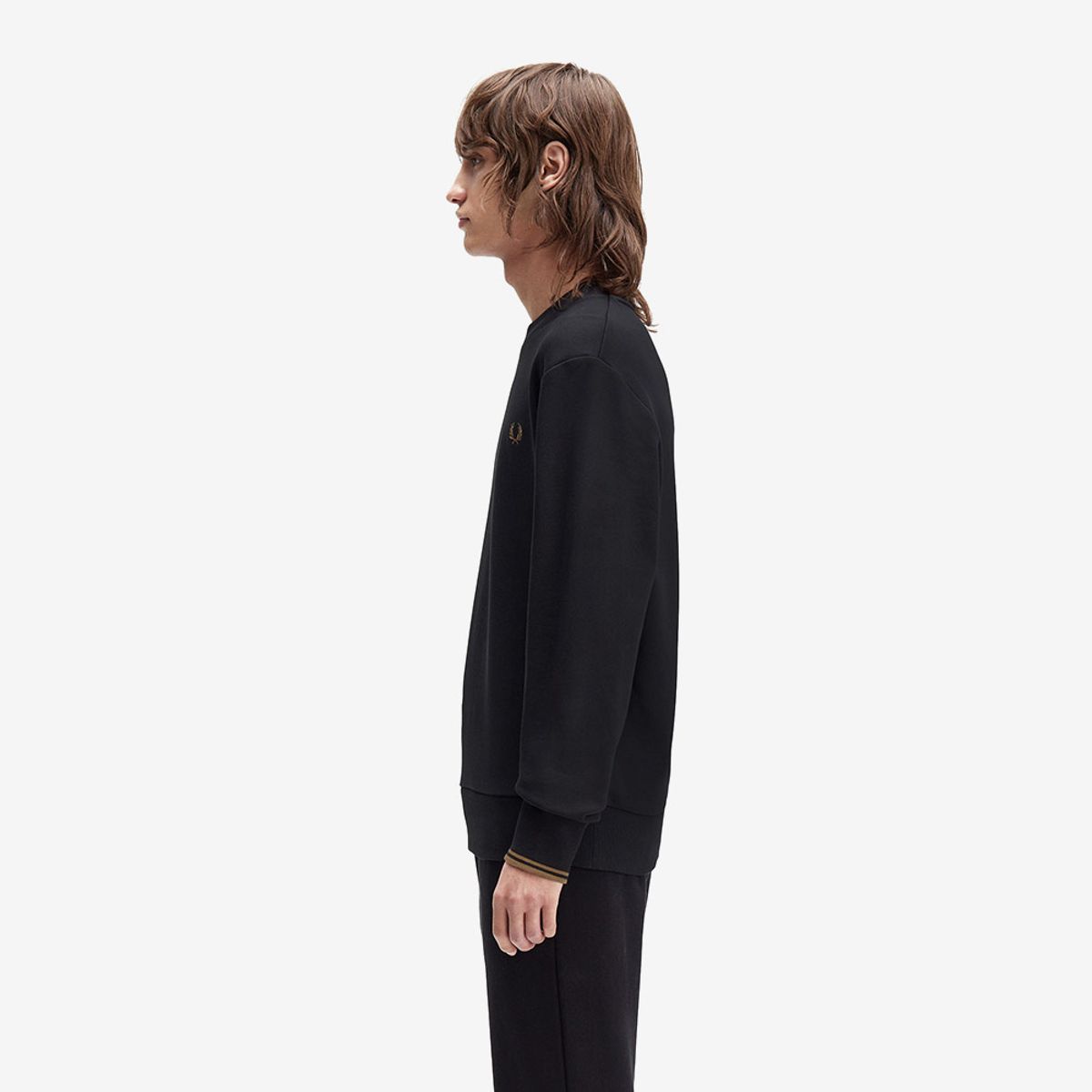 프레드페리(FRED PERRY) [Baseline] 크루넥 스웻셔츠 - 블랙/쉐이디드 스톤 AFPM2537535-S77