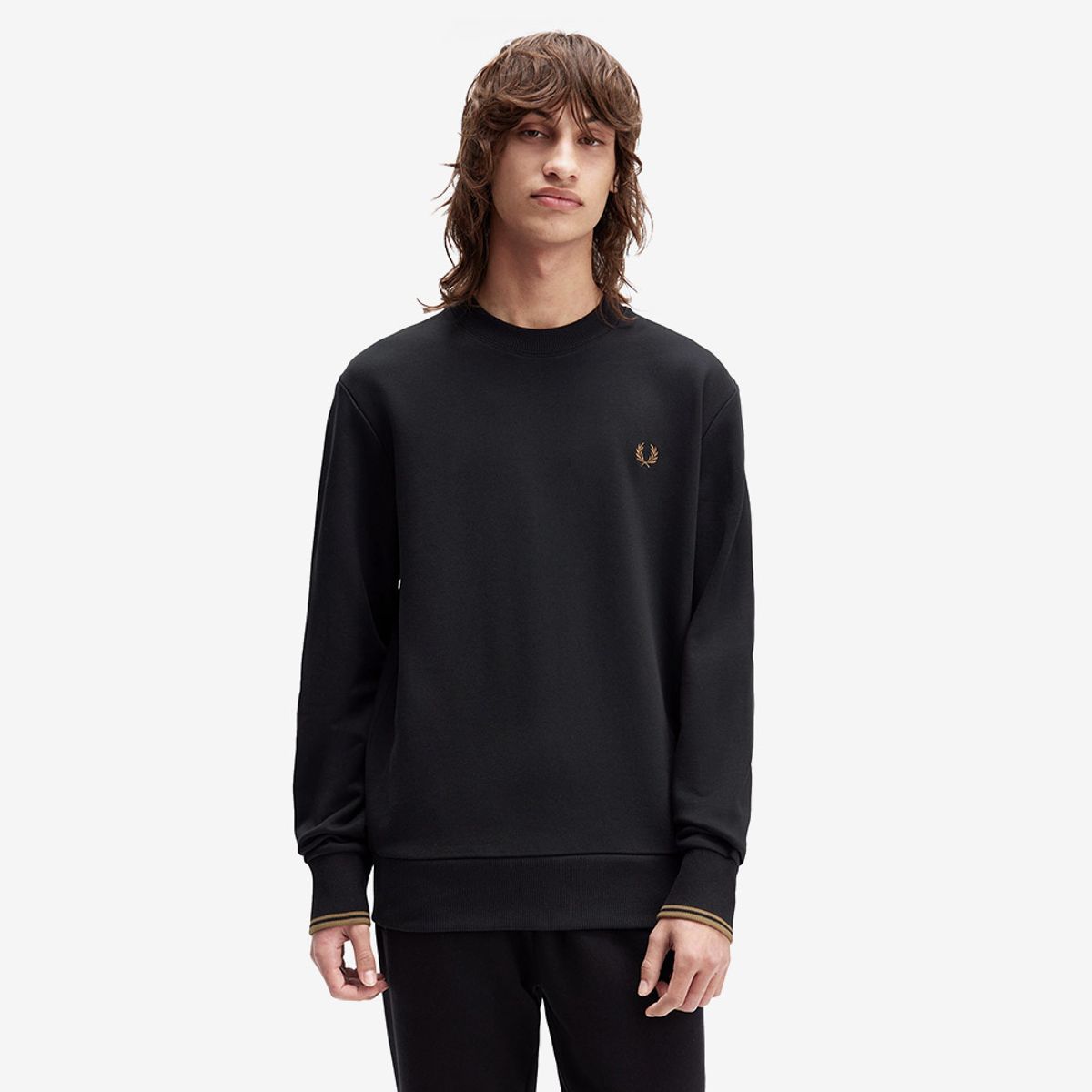 프레드페리(FRED PERRY) [Baseline] 크루넥 스웻셔츠 - 블랙/쉐이디드 스톤 AFPM2537535-S77