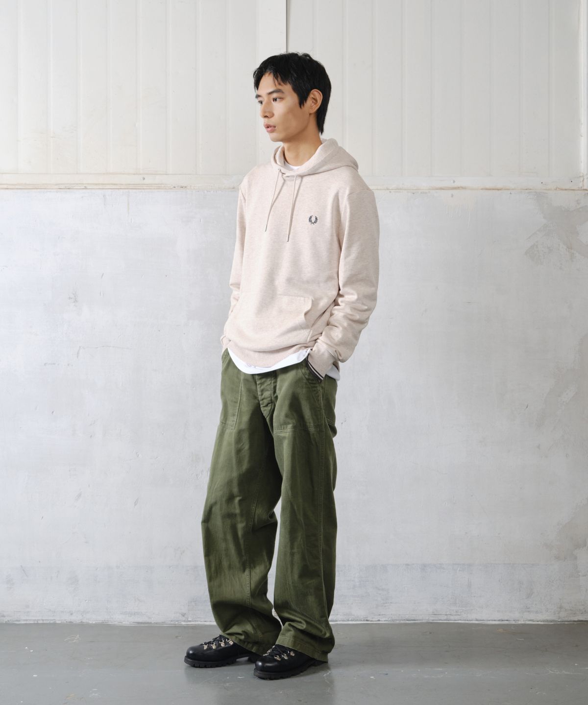 프레드페리(FRED PERRY) [Baseline] 팁 후드 스웻셔츠 - 포리지말/앵커그레이 AFPM2532643-W50