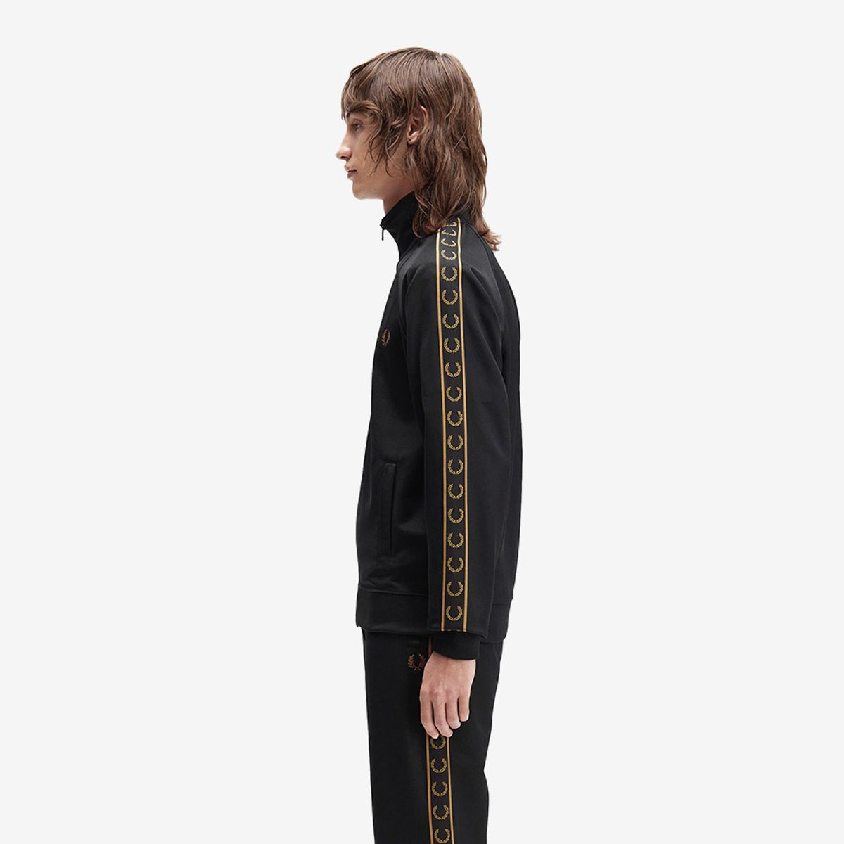 프레드페리(FRED PERRY) [Sport] 컨트라스트 테잎 트랙재킷 - 블랙/쉐이디드 스톤 AFPM2535557-S77