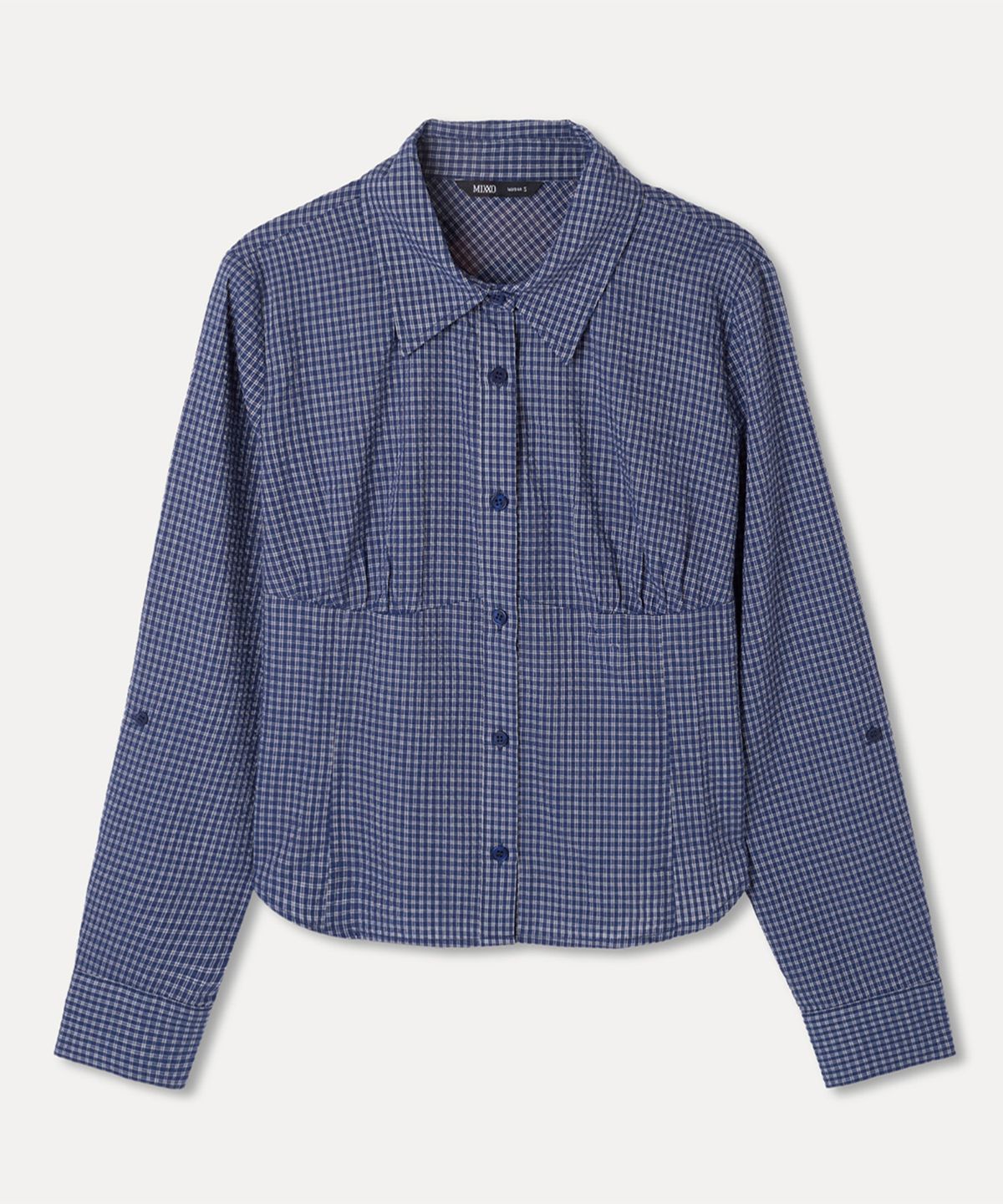 미쏘(MIXXO) 슬림핏 체크 셔츠_MIWYWF907G