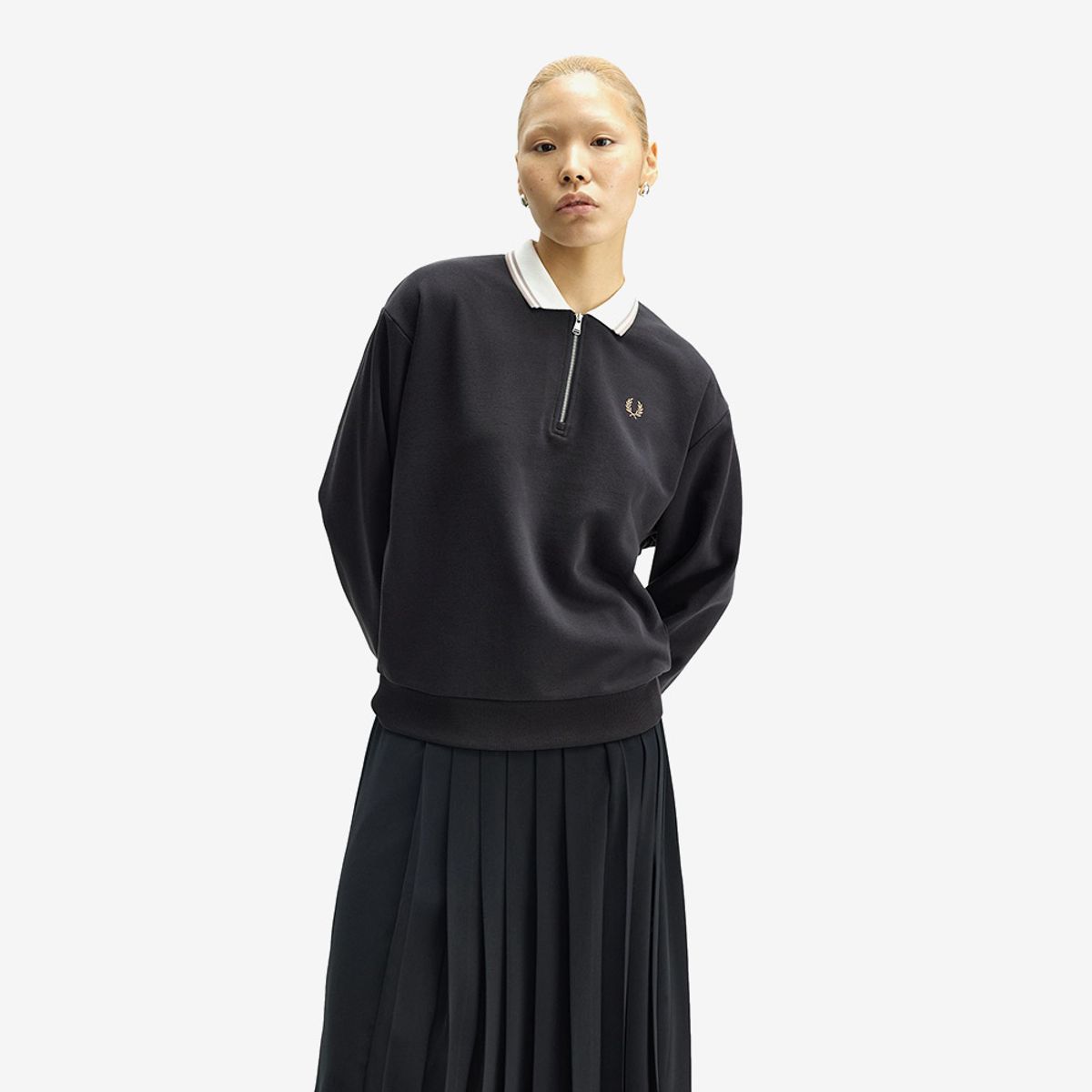 프레드페리(FRED PERRY) [Womens] 집 넥 칼라 스웻셔츠 - 앵커 그레이 AFPF2531149-297