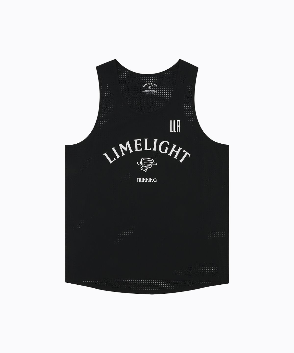 라임라잇 어패럴(LIMELIGHT APPAREL) 아치 로고 러닝 슬리브리스 펀칭 (블랙/화이트)