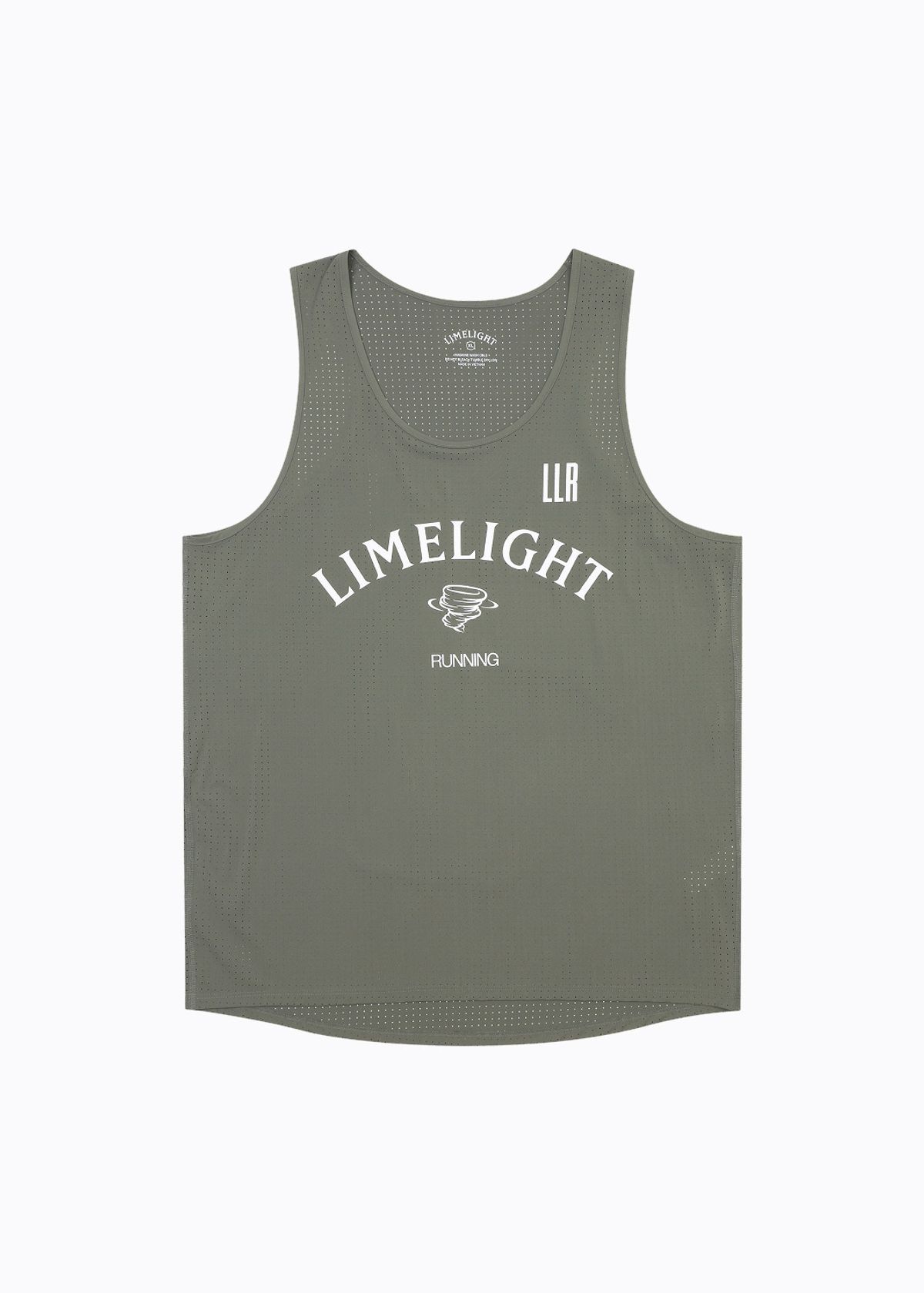 라임라잇 어패럴(LIMELIGHT APPAREL) 아치 로고 러닝 슬리브리스 펀칭 (세이지/화이트)