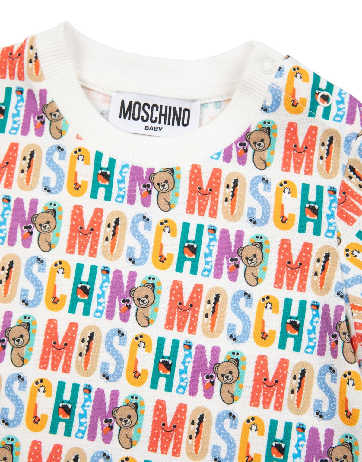 모스키노 키즈(MOSCHINO KIDS) 베이비 로고 올오버 코튼 반팔 티셔츠