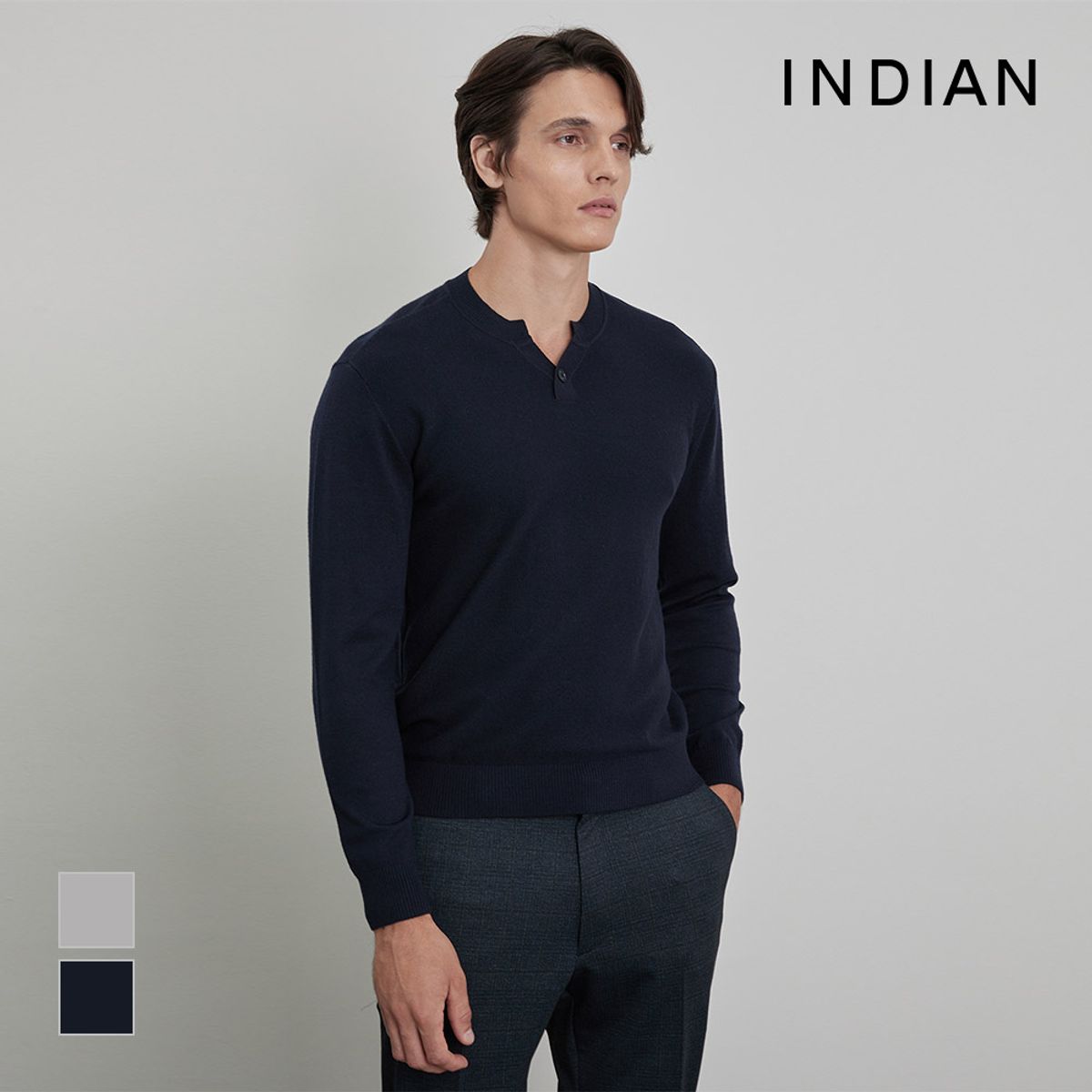 인디안(INDIAN) 워셔블 헨리넥 니트_MIVBR5F8271