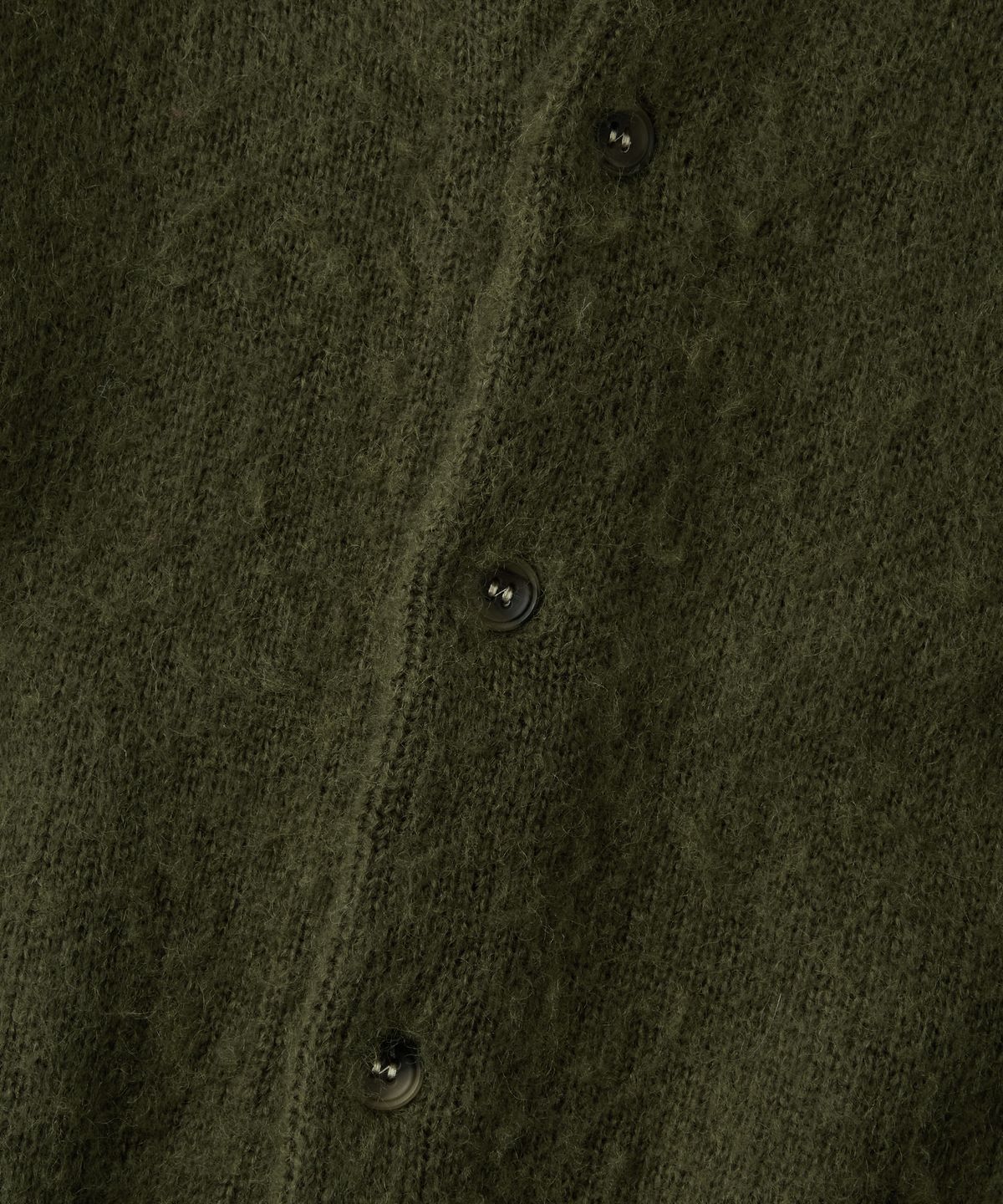 아웃스탠딩(OUTSTANDING) BRUSHED WOOL ROUND NECK CARDIGAN_MELANGE OLIVE