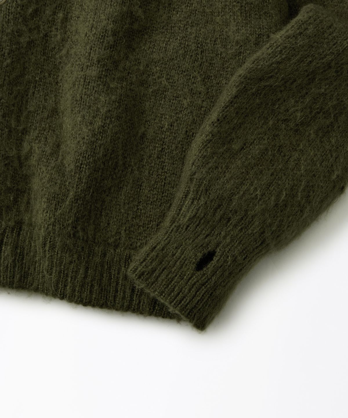 아웃스탠딩(OUTSTANDING) BRUSHED WOOL ROUND NECK CARDIGAN_MELANGE OLIVE