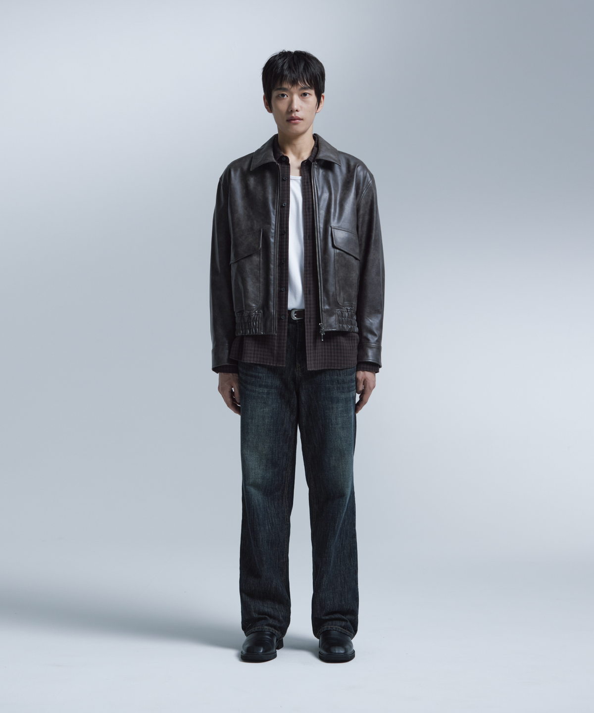 넌블랭크(NONBLANK) 비건 레더 블루종_DARK BROWN